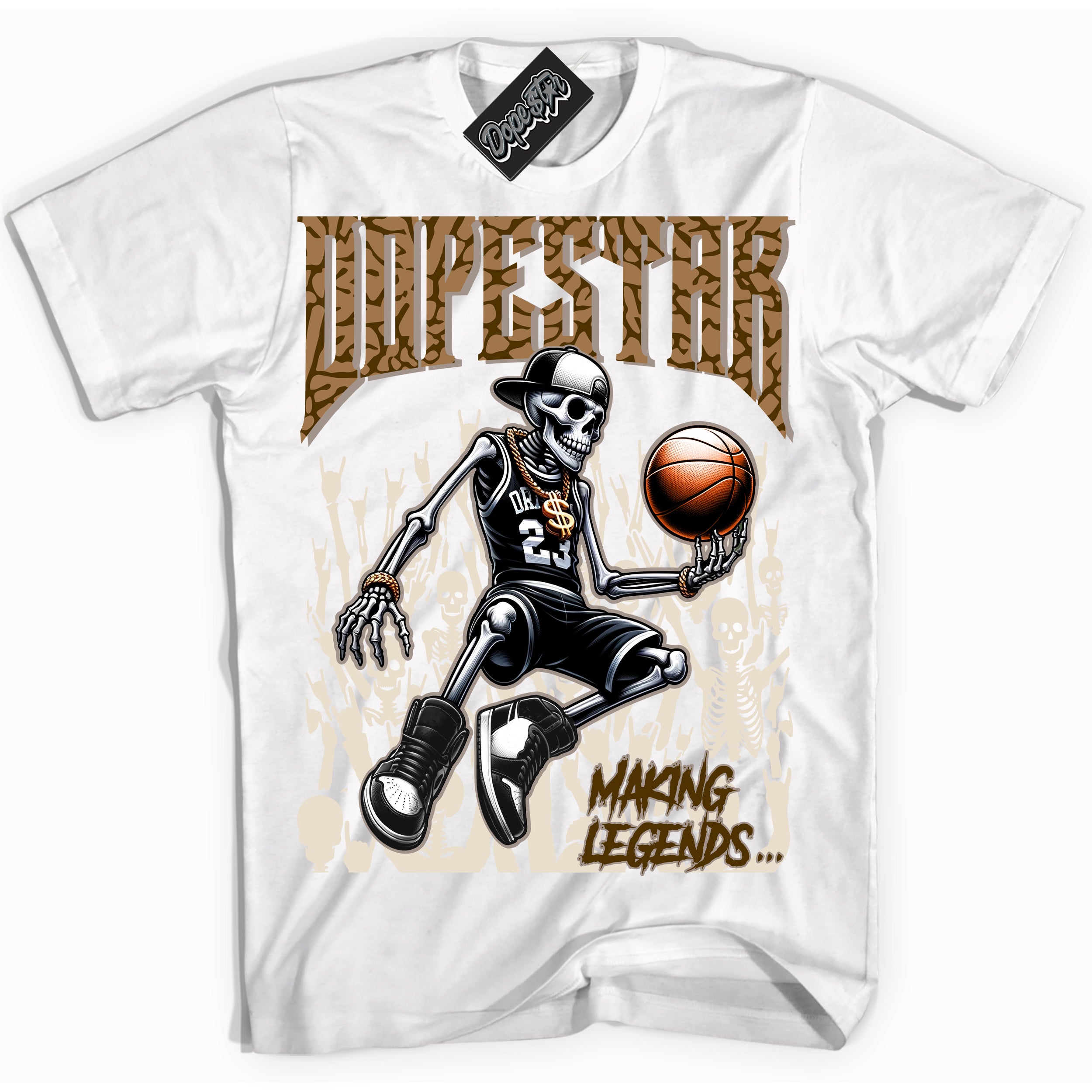 Cool White Shirt with “ Making Legends ” design that perfectly matches Palomino 3s Sneakers.