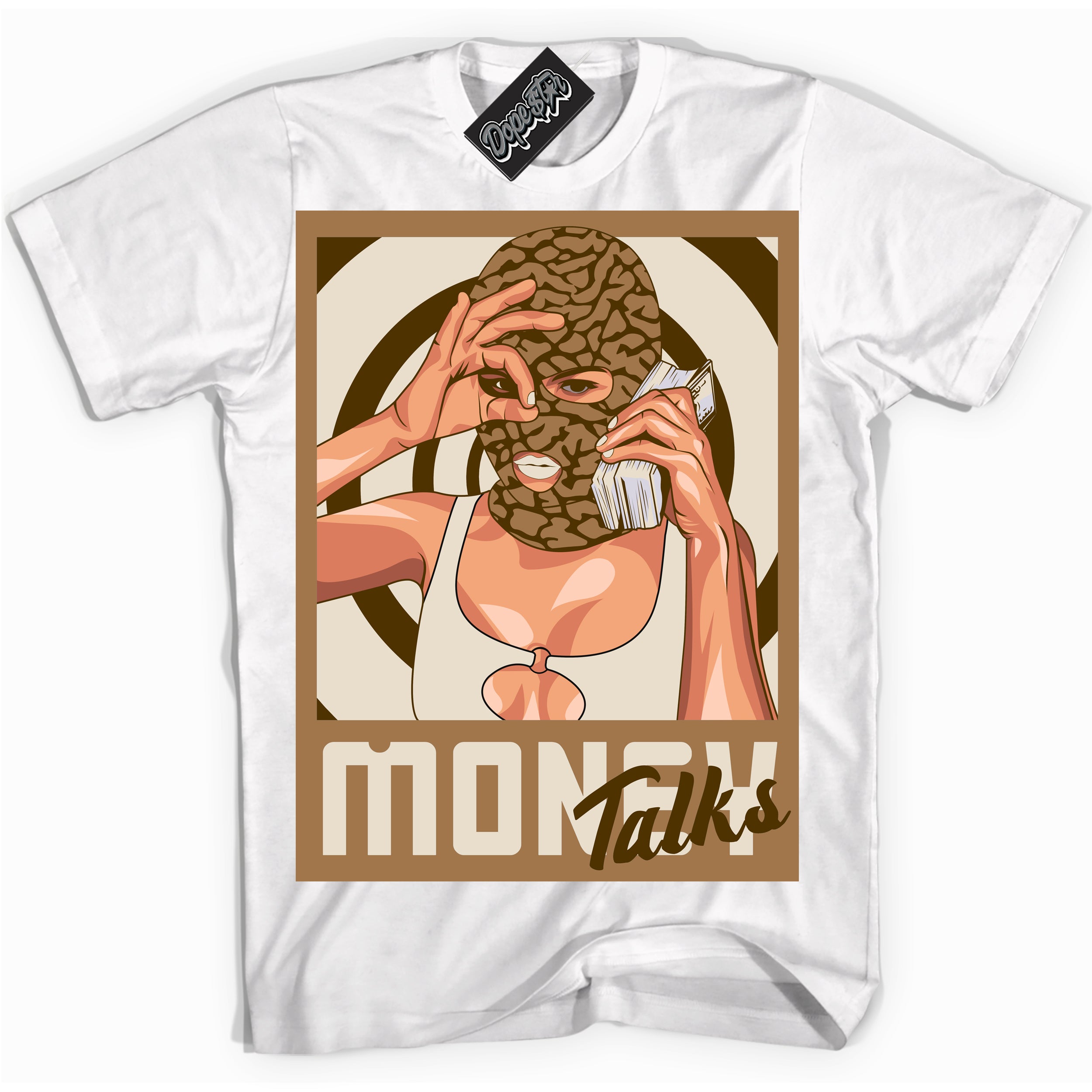 Cool White graphic tee with “ Money Talks ” design, that perfectly matches Palomino 3s sneakers 