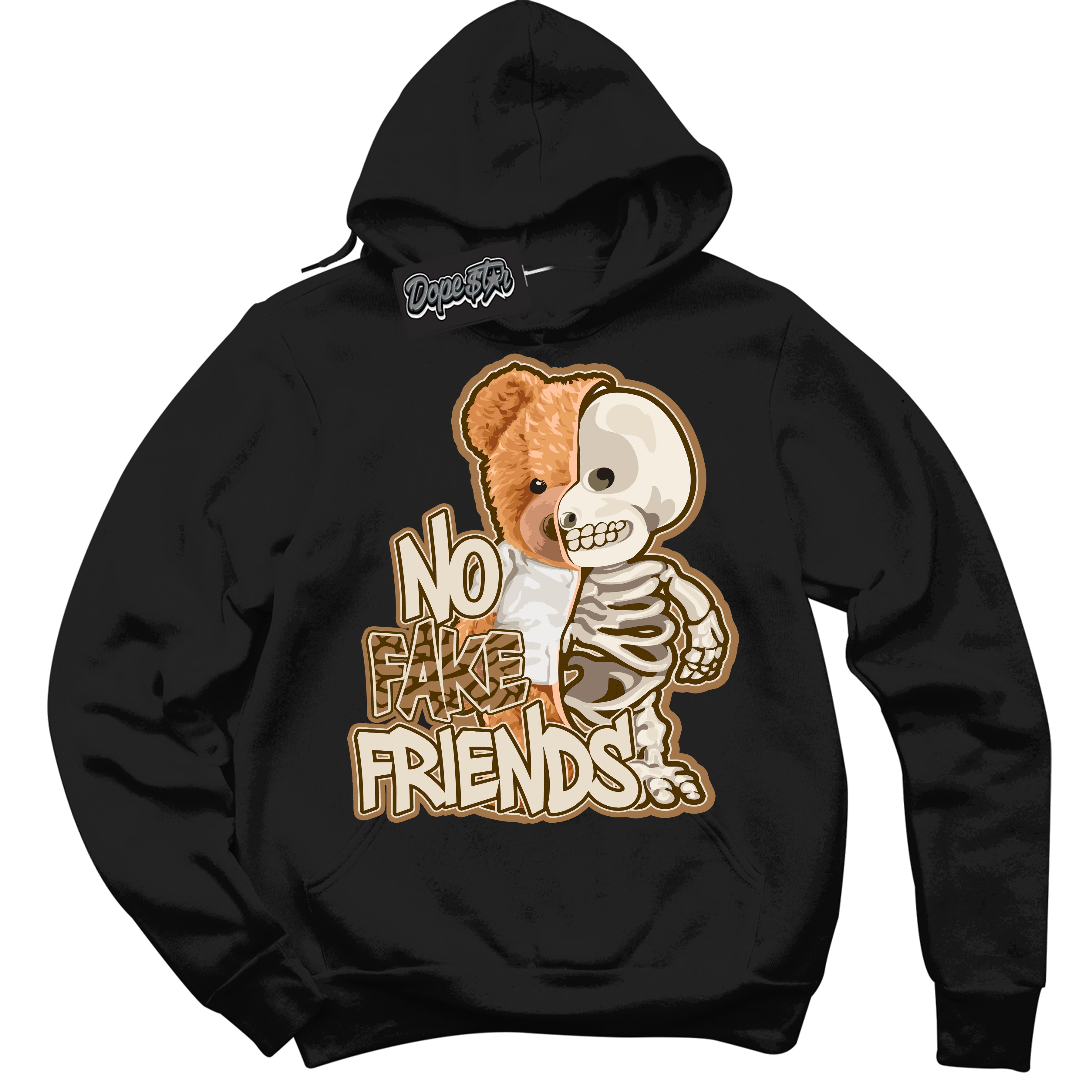 Cool Black Graphic DopeStar Hoodie with “ No Fake Friends “ print, that perfectly matches Palomino 3s sneakers