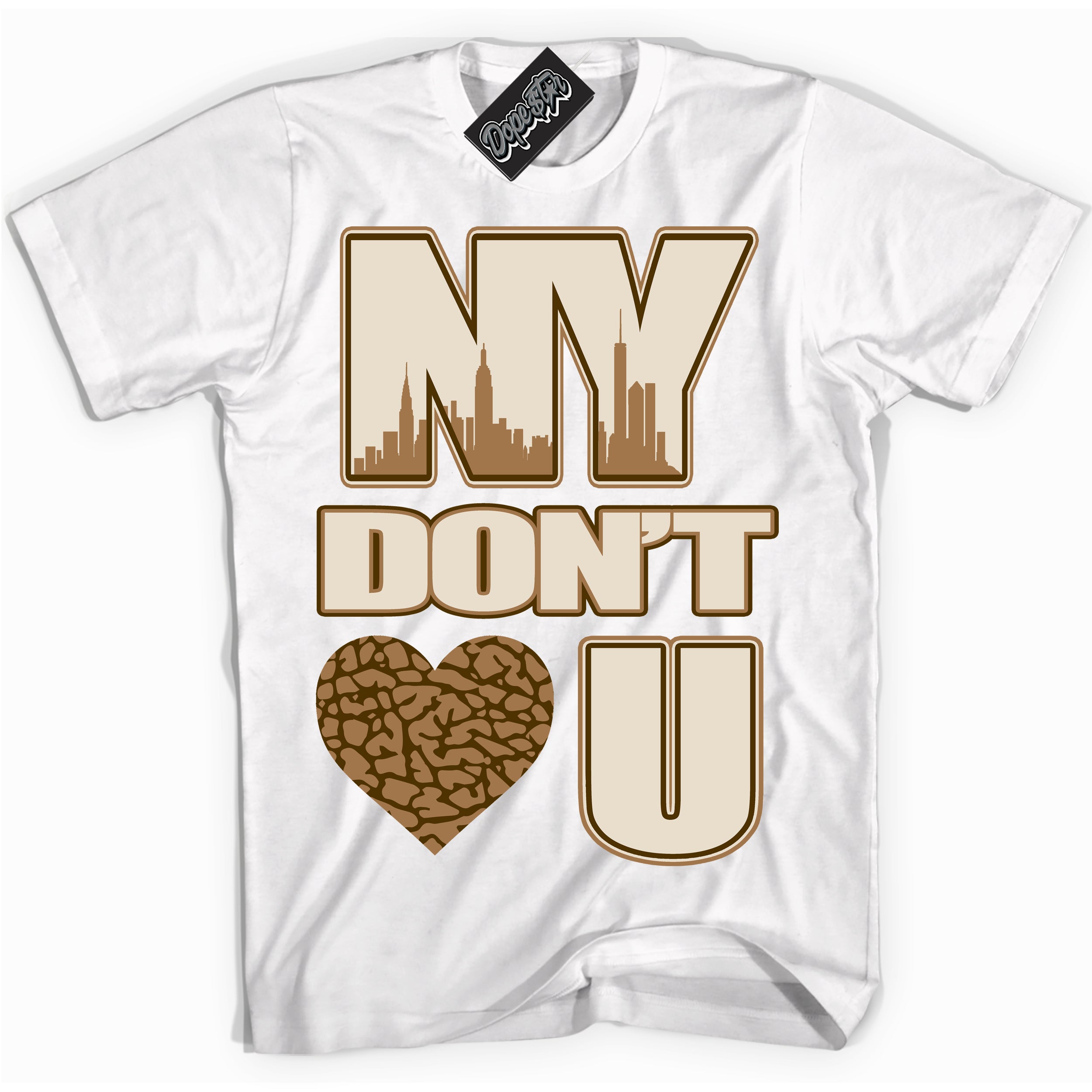 Cool White graphic tee with “ NY Don't Love You ” design, that perfectly matches Palomino 3s sneakers 