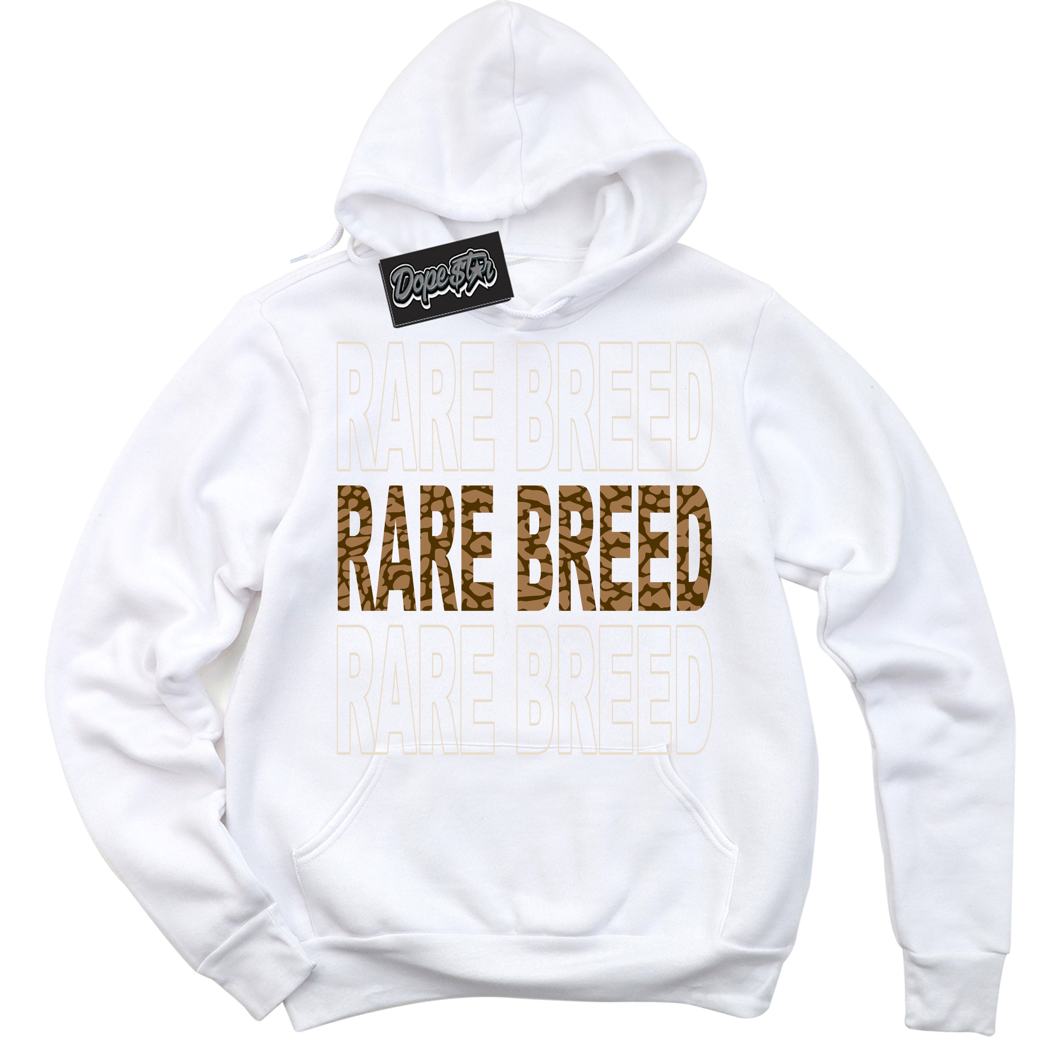 Cool White Graphic DopeStar Hoodie with “ Rare Breed “ print, that perfectly matches Palomino 3s sneakers