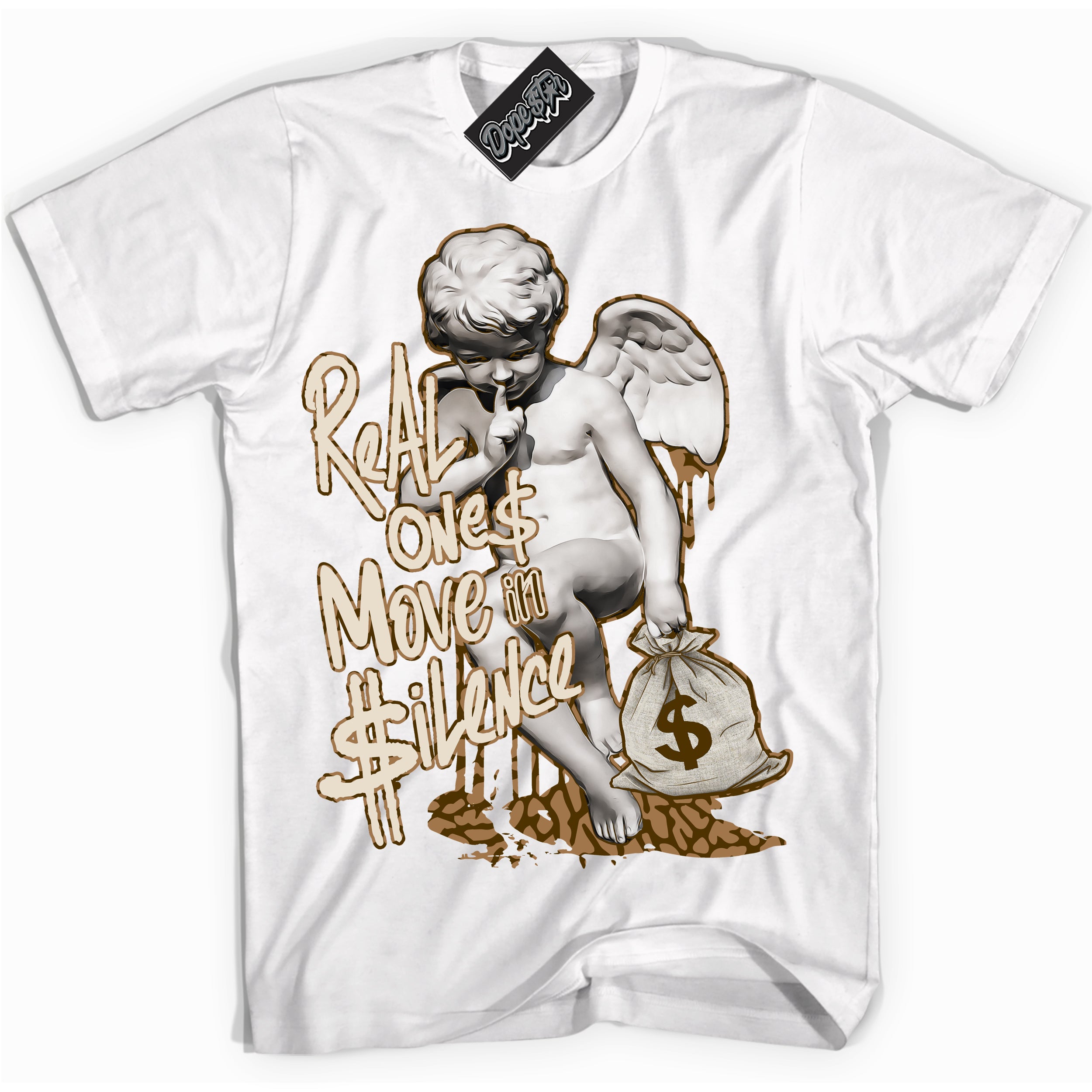 Cool White graphic tee with “ Real Ones Cherub ” design, that perfectly matches Palomino 3s sneakers 