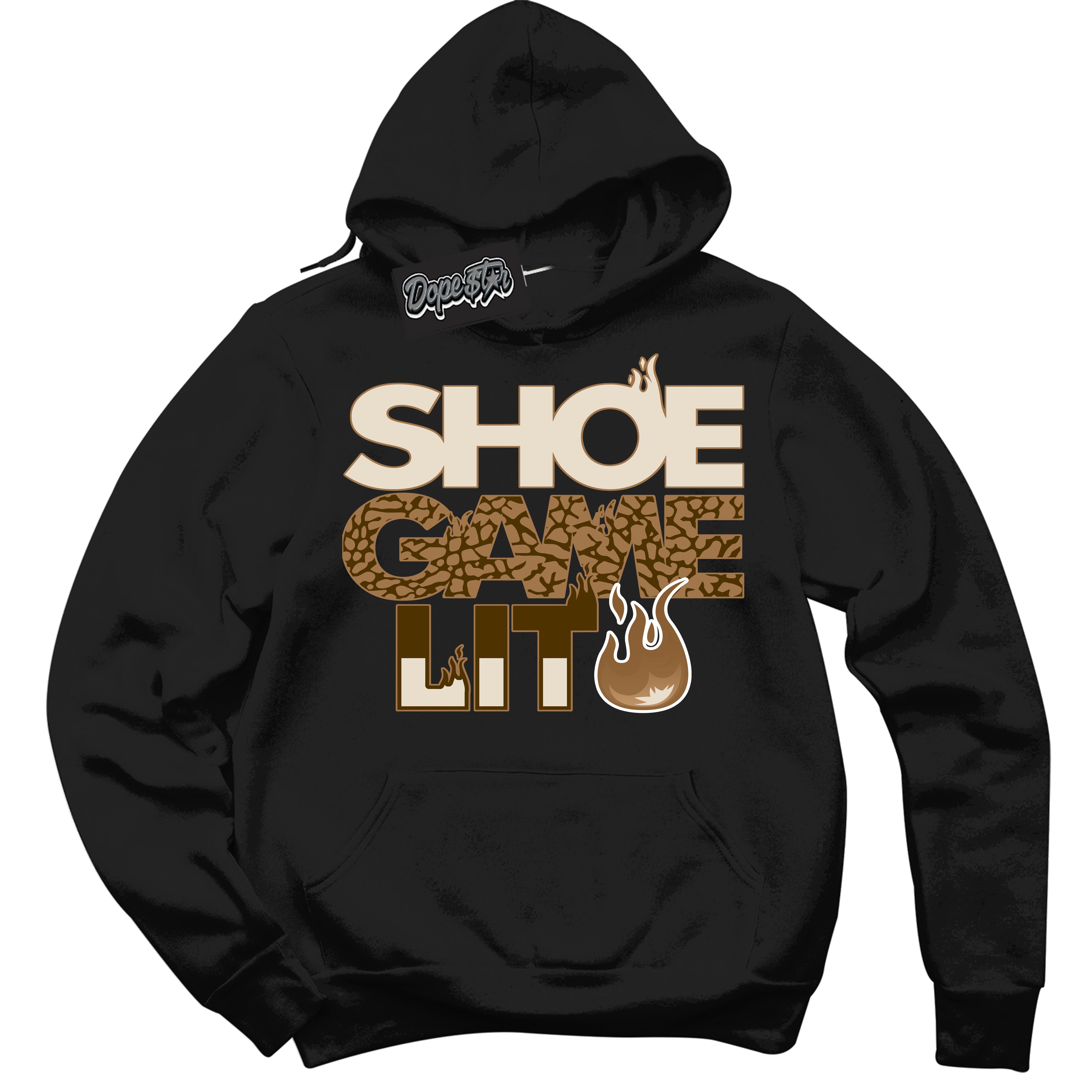 Cool Black Hoodie with “ Shoe Game Lit '' design that Perfectly Matches  Palomino 3s Sneakers.