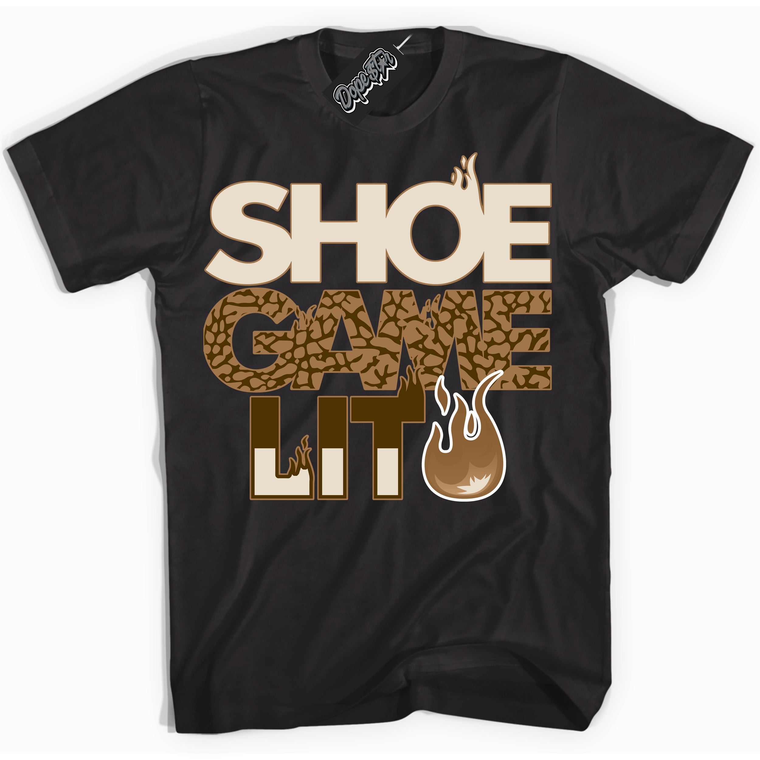 Cool Black Shirt with “ Shoe Game Lit ” design that perfectly matches Palomino 3s Sneakers.