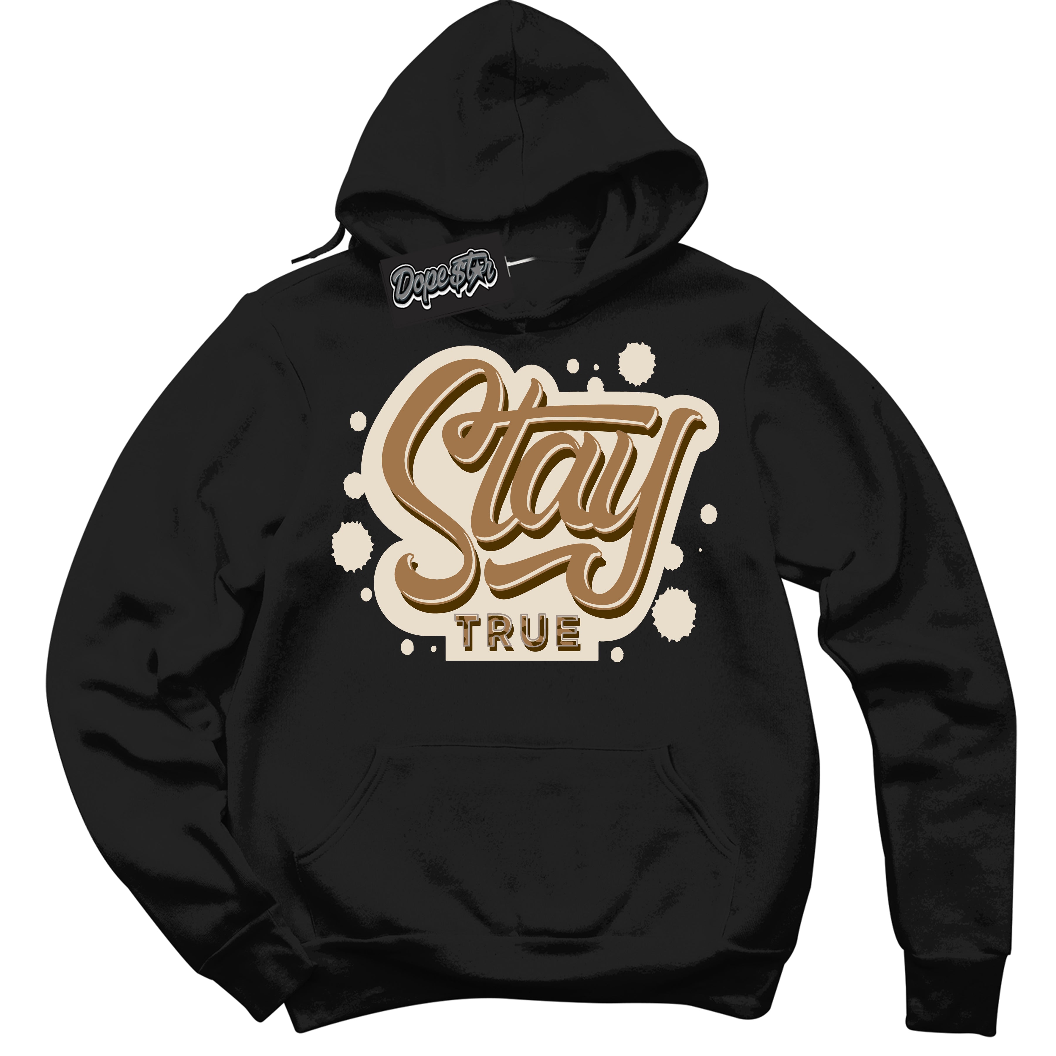 Cool Black Graphic DopeStar Hoodie with “ Stay True “ print, that perfectly matches Palomino 3s sneakers