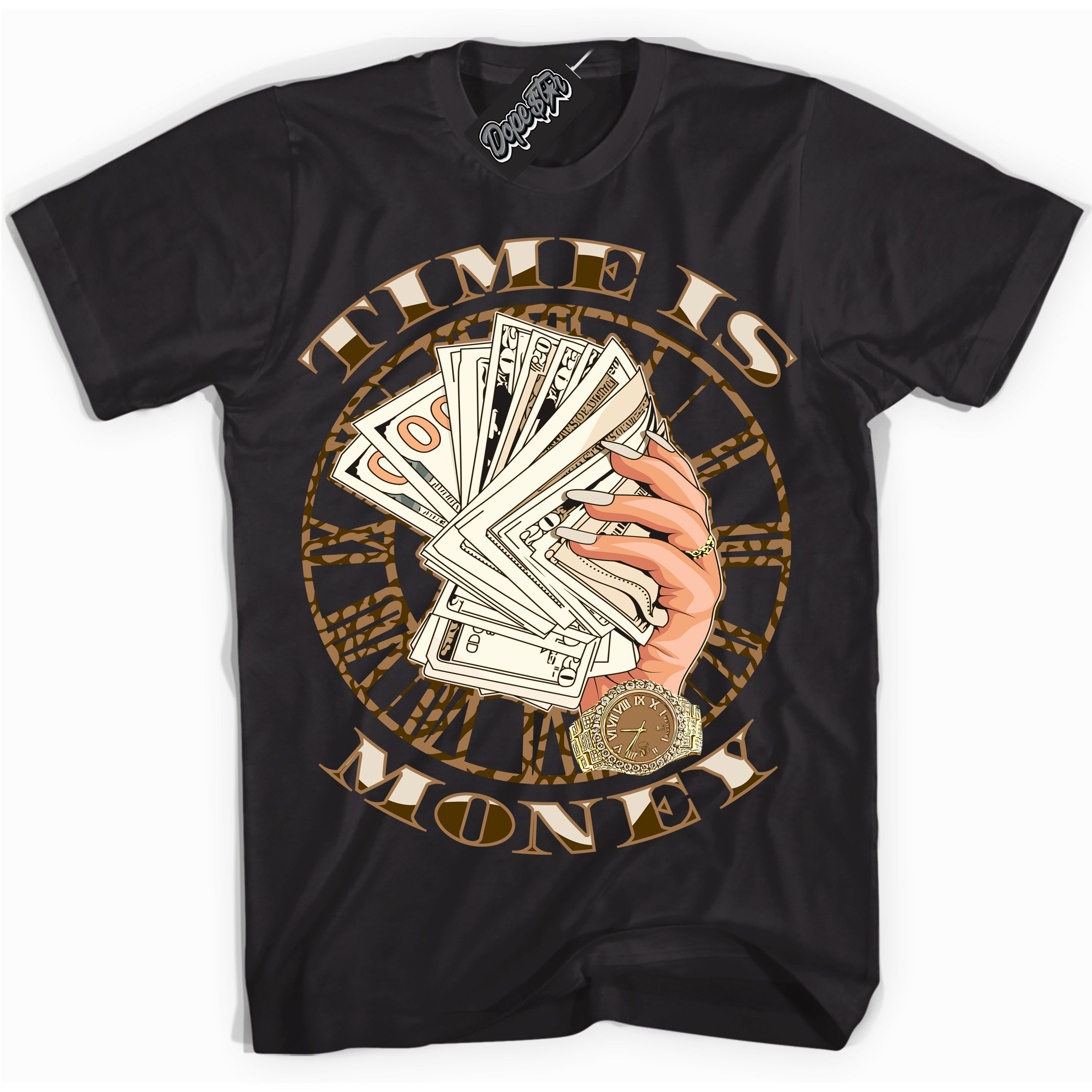 Cool Black graphic tee with “ Time Is Money ” design, that perfectly matches Palomino 3s sneakers 