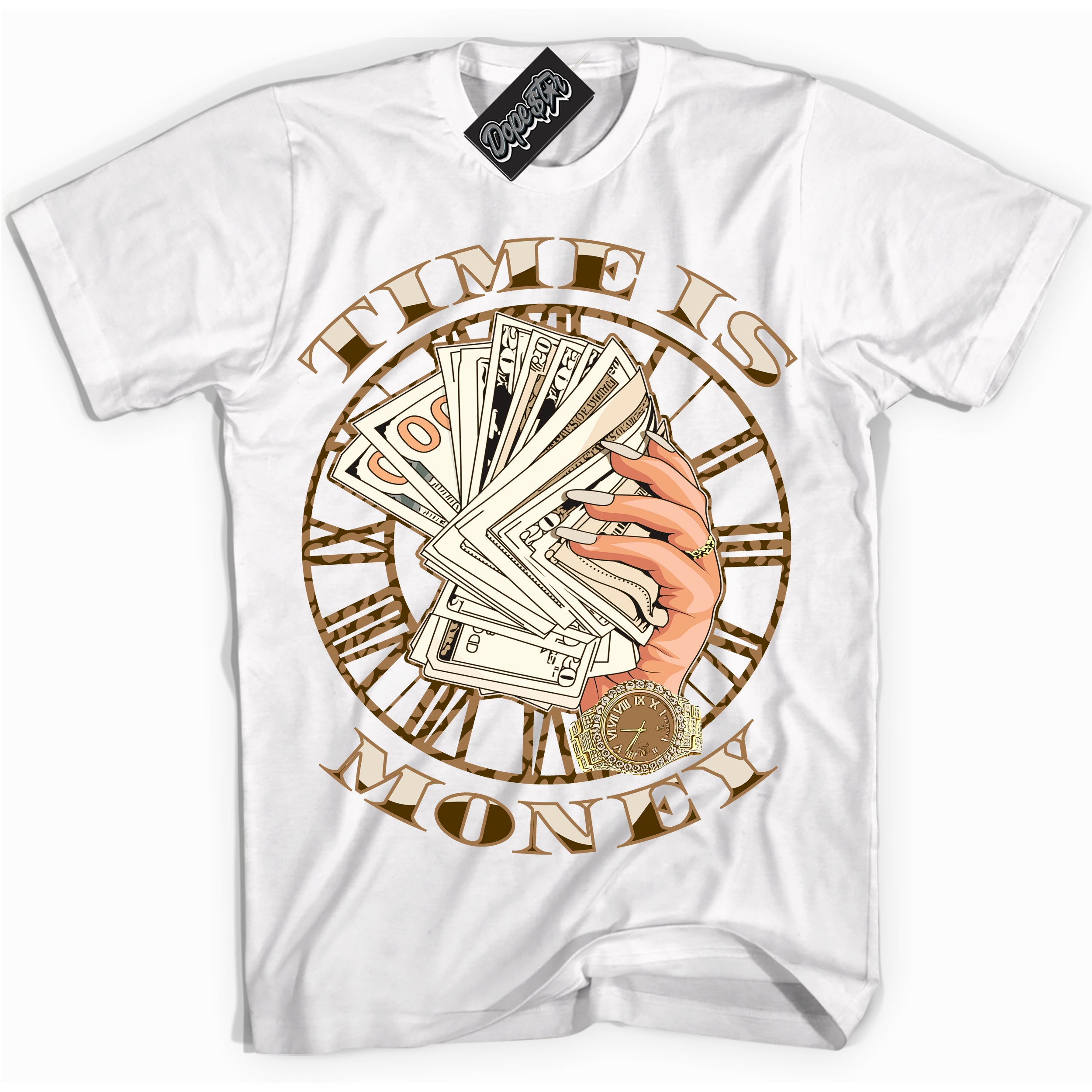 Cool White graphic tee with “ Time Is Money ” design, that perfectly matches Palomino 3s sneakers 