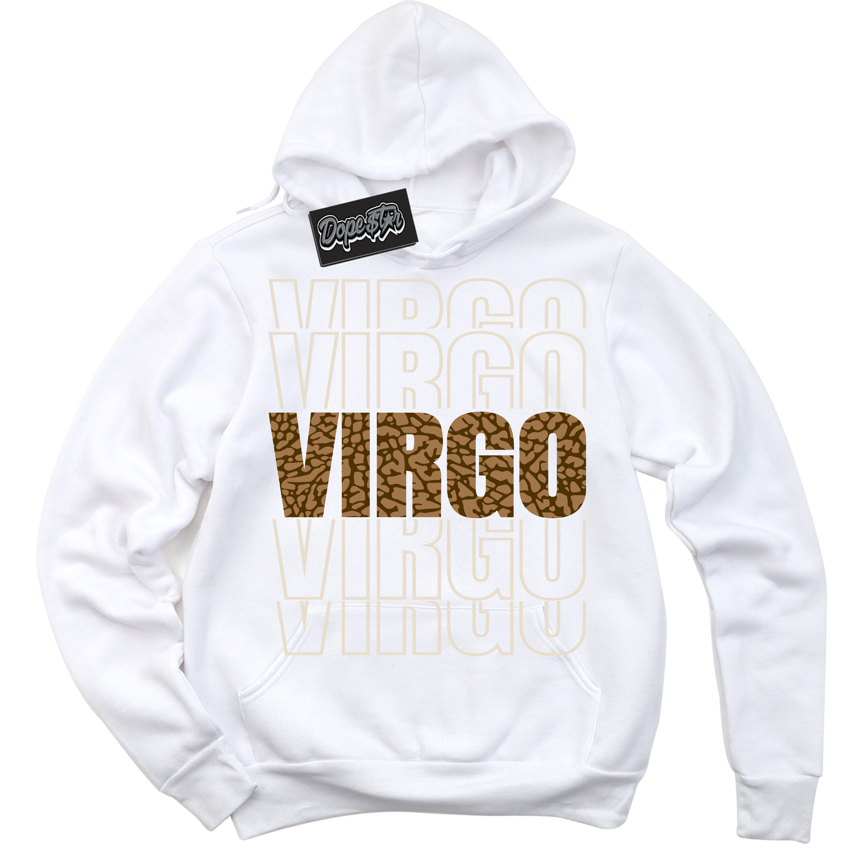 Cool White Graphic DopeStar Hoodie with “ Virgo “ print, that perfectly matches Palomino 3s sneakers