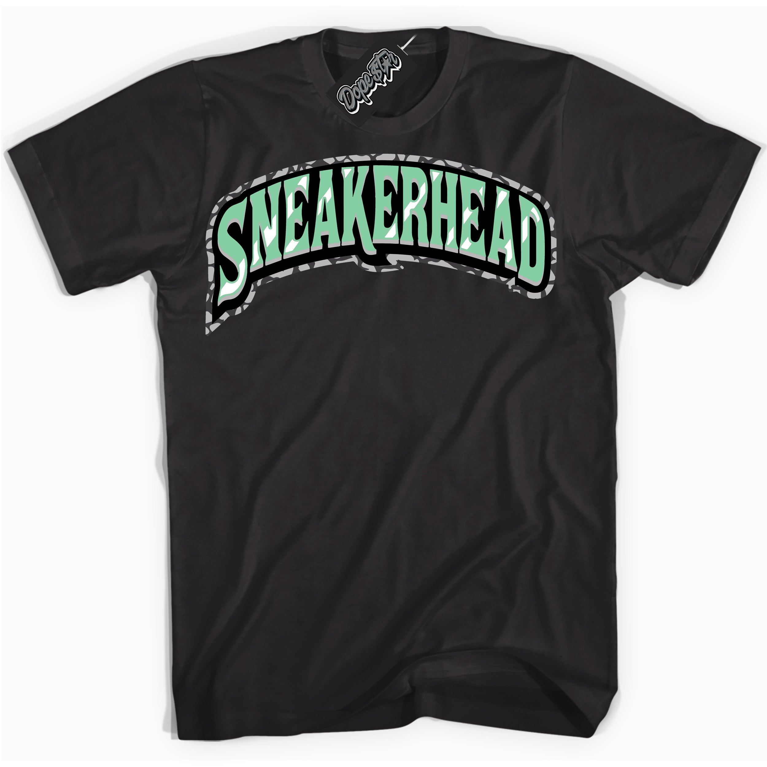 Cool Black graphic tee with “ Sneakerhead ” design, that perfectly matches Green Glow 3s sneakers 