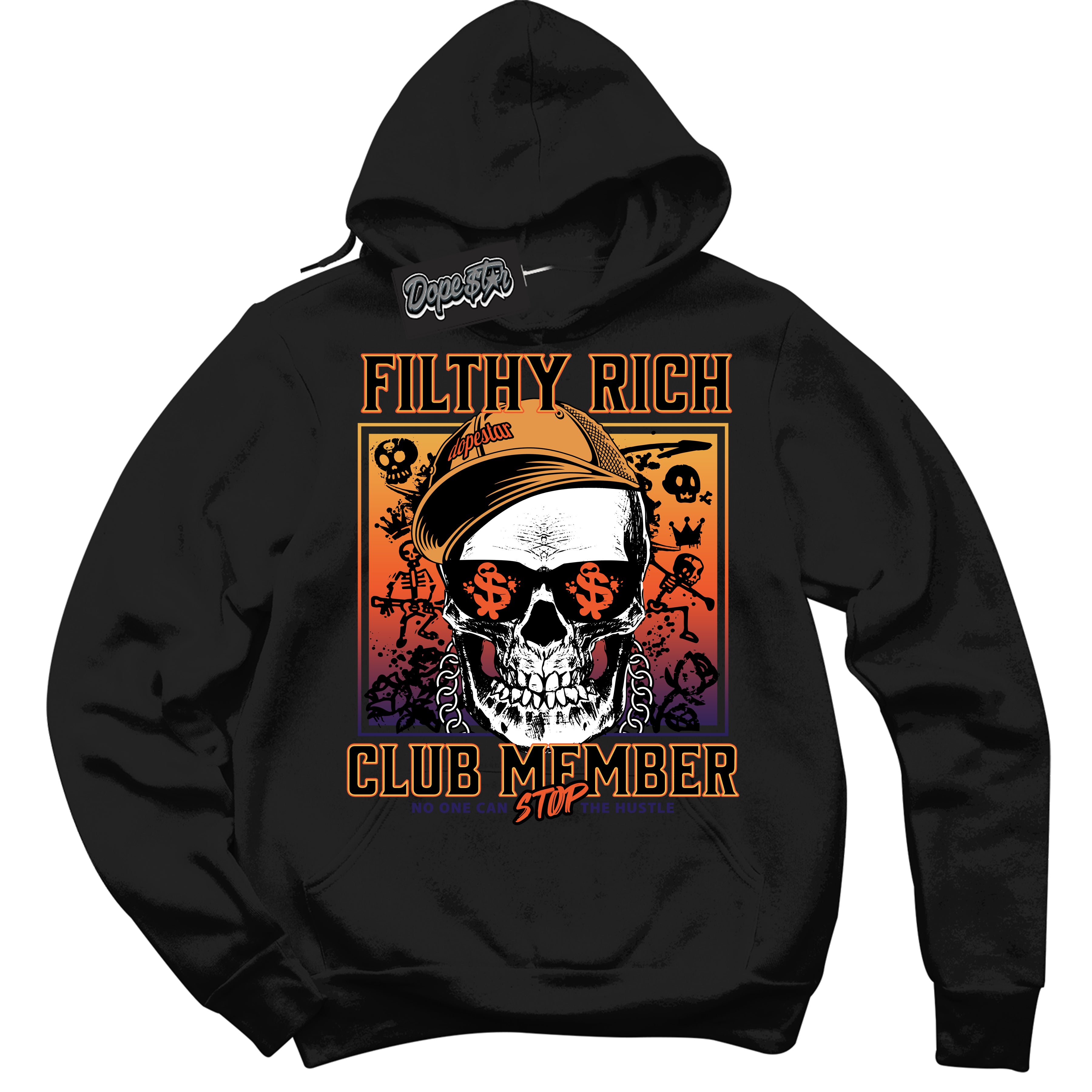 Cool Black Hoodie with “ Filthy Rich ”  design that Perfectly Matches J Balvin Rio 3s Sneakers.