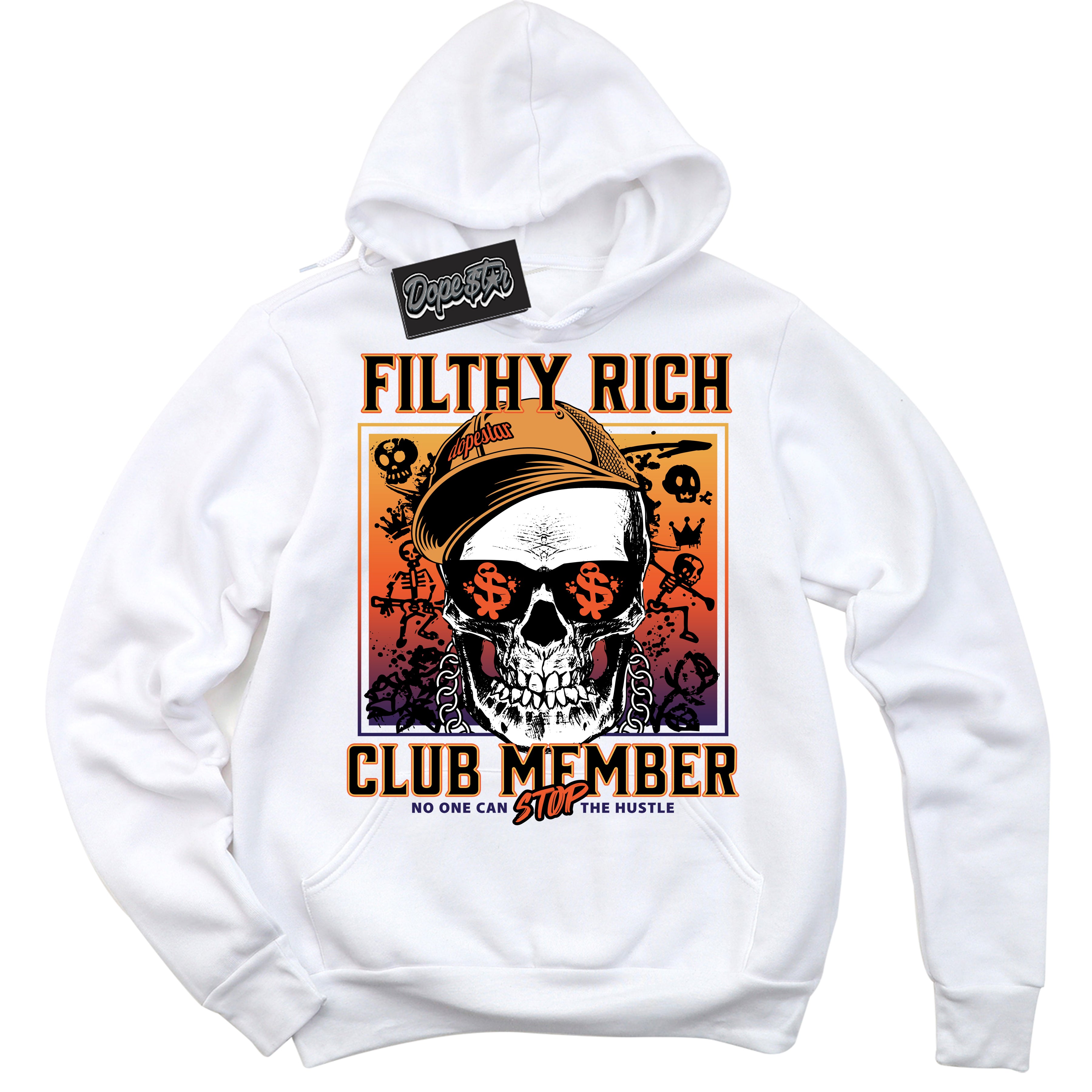 Cool White Hoodie with “ Filthy Rich ”  design that Perfectly Matches J Balvin Rio 3s Sneakers.