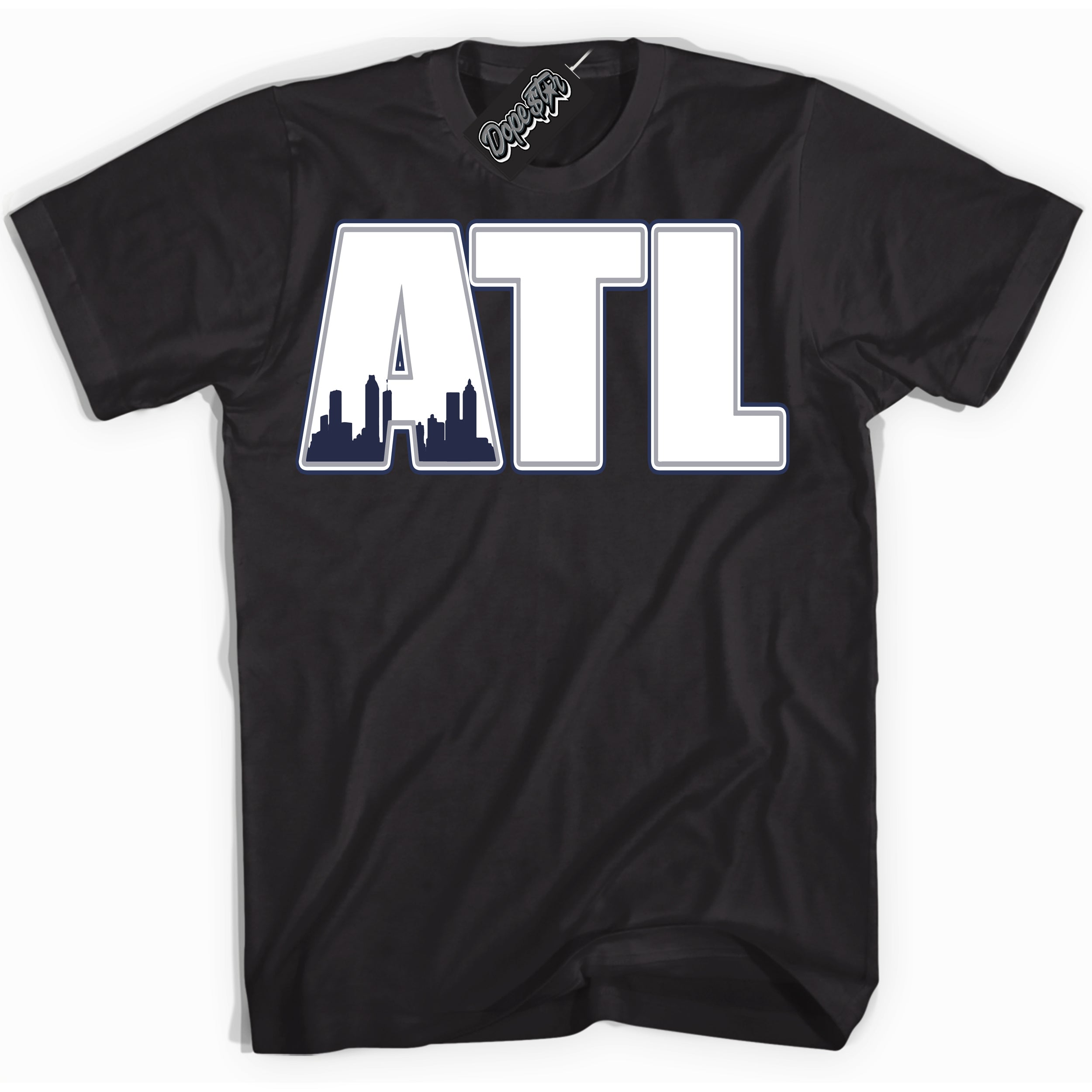 AJ3 Retro Midnight Navy 'Atlanta' Shirt - Black Streetwear Mockup | Sneakerhead T-shirt Matching Midnight Navy AJ3 Retro| Jordan 3 Retro Midnight Navy Shirt for Men & Women | Matching outfits with your Midnight Navy 3s Kicks | Sneakerhead Fashion Must-Have.