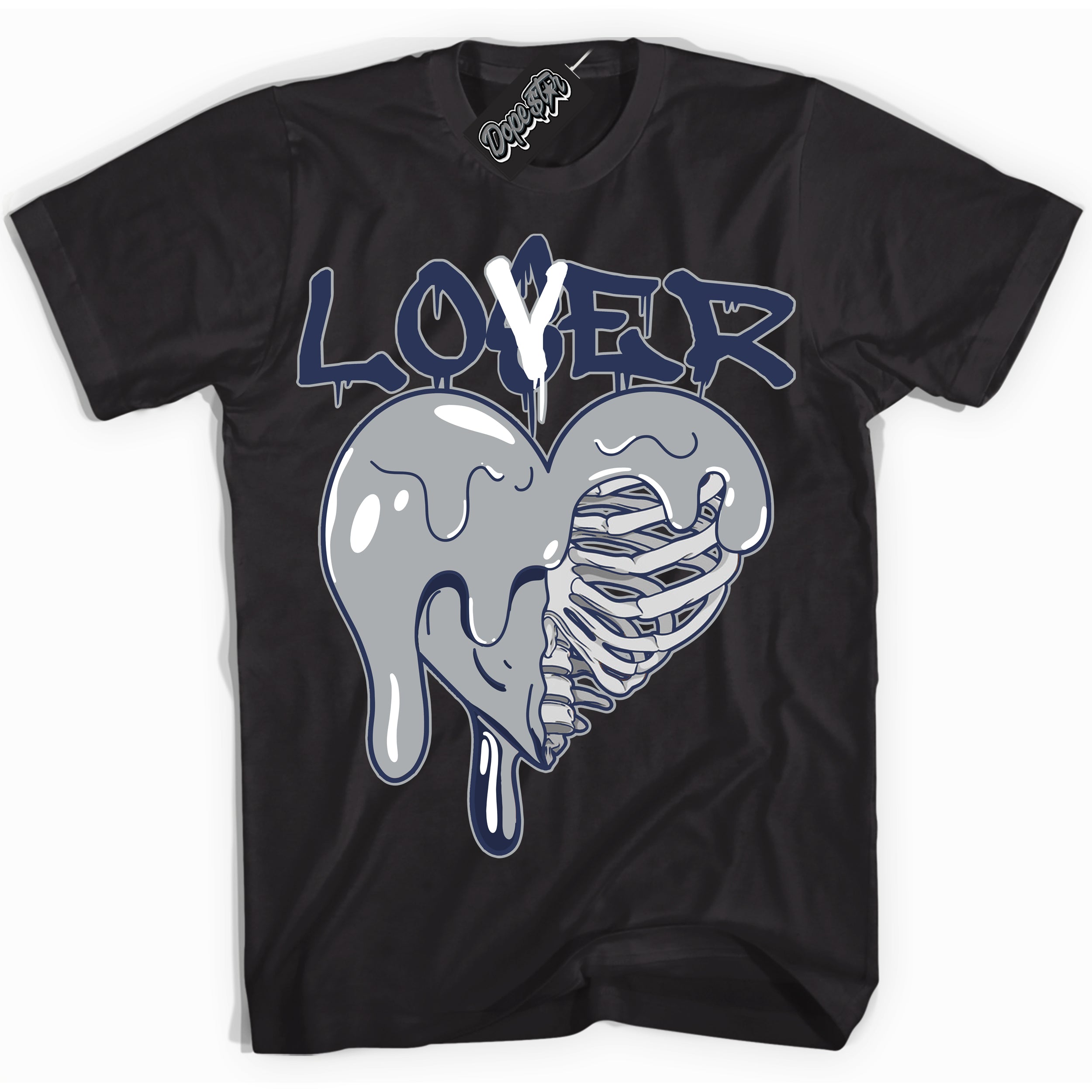 AJ3 Retro Midnight Navy 'Lover Loser' Shirt - Black Streetwear Mockup | Sneakerhead T-shirt Matching Midnight Navy AJ3 Retro| Jordan 3 Retro Midnight Navy Shirt for Men & Women | Matching outfits with your Midnight Navy 3s Kicks | Sneakerhead Fashion Must-Have.