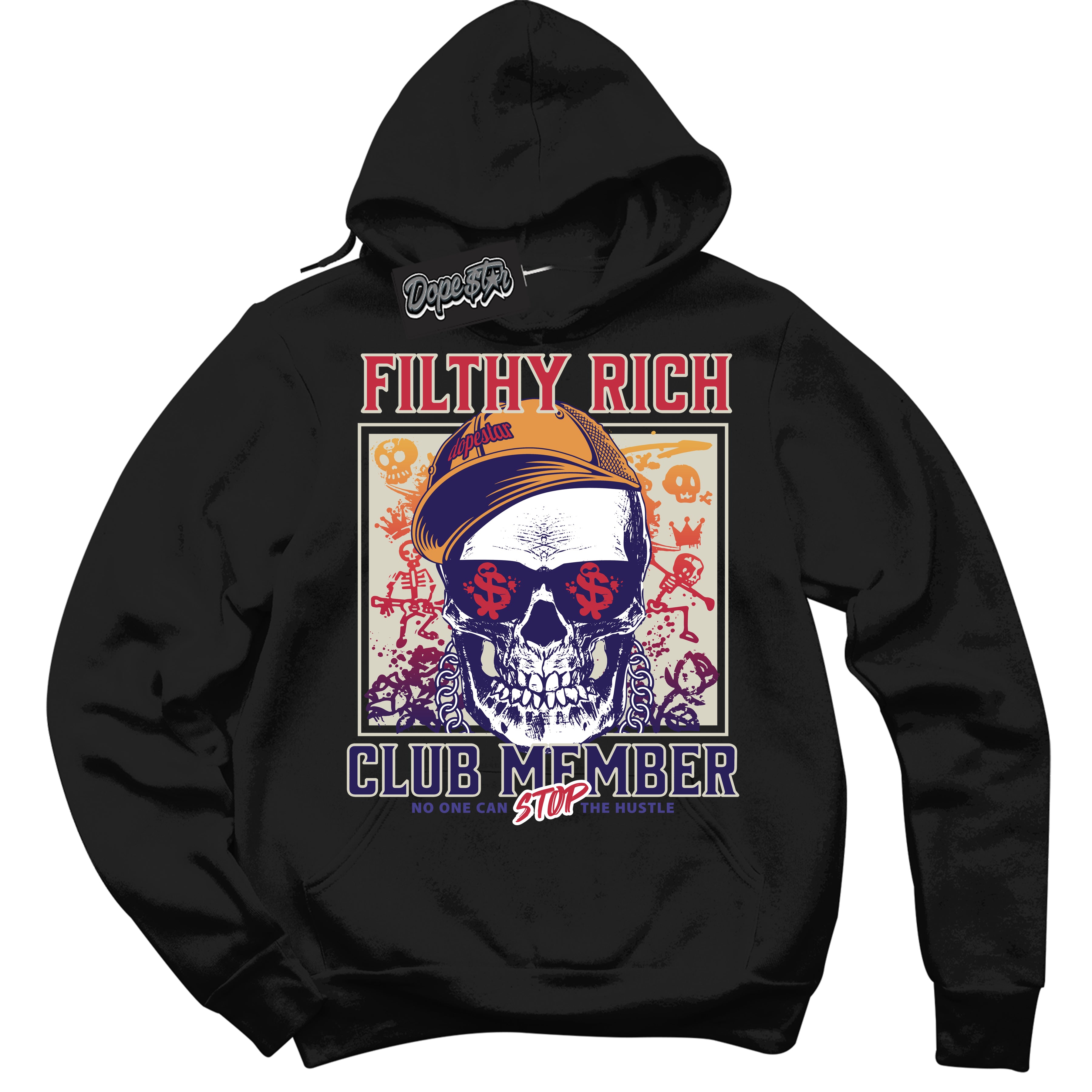 Cool Black Hoodie with “ Filthy Rich ”  design that Perfectly Matches J Balvin Medellin Sunset 3s Sneakers.