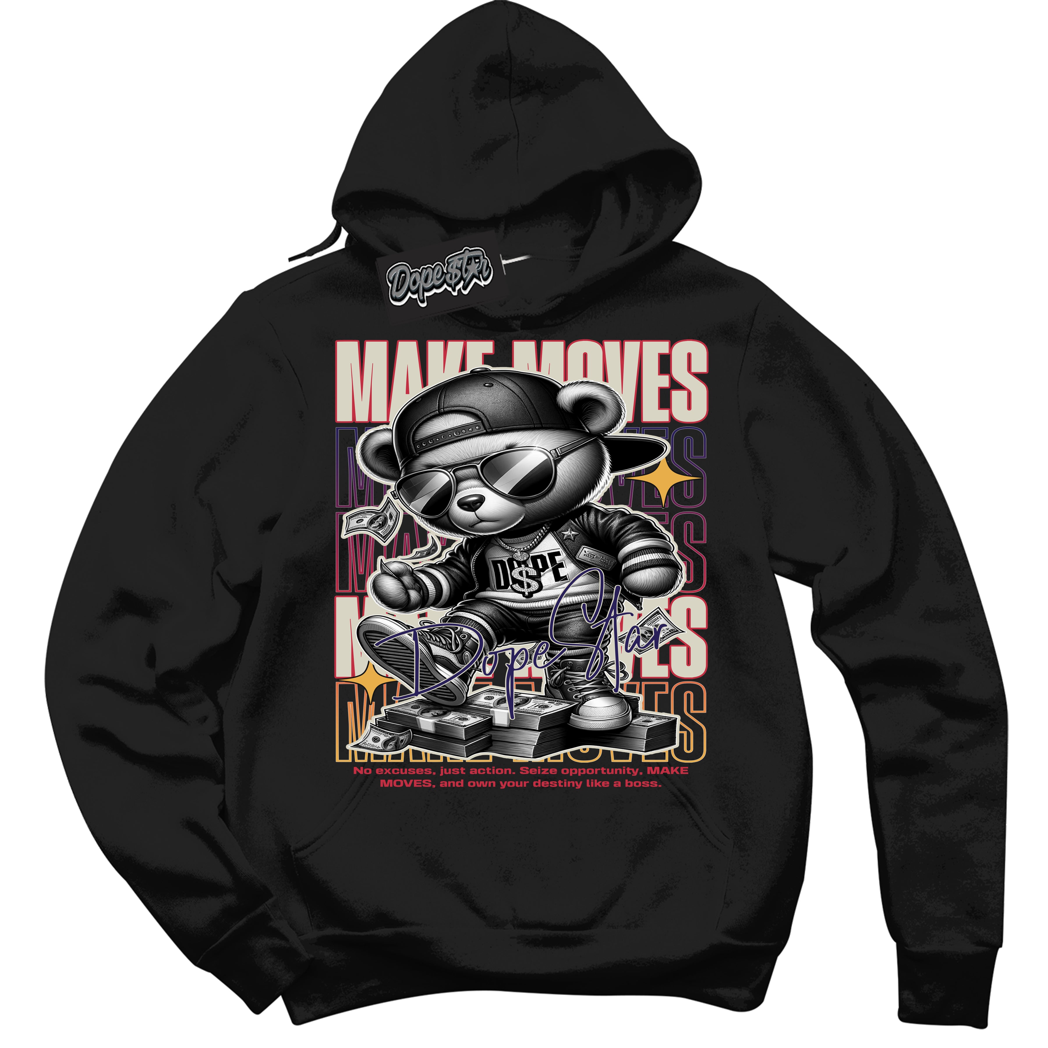 Cool Black Hoodie with “ Makin Moves ”  design that Perfectly Matches J Balvin Medellin Sunset 3s Sneakers.