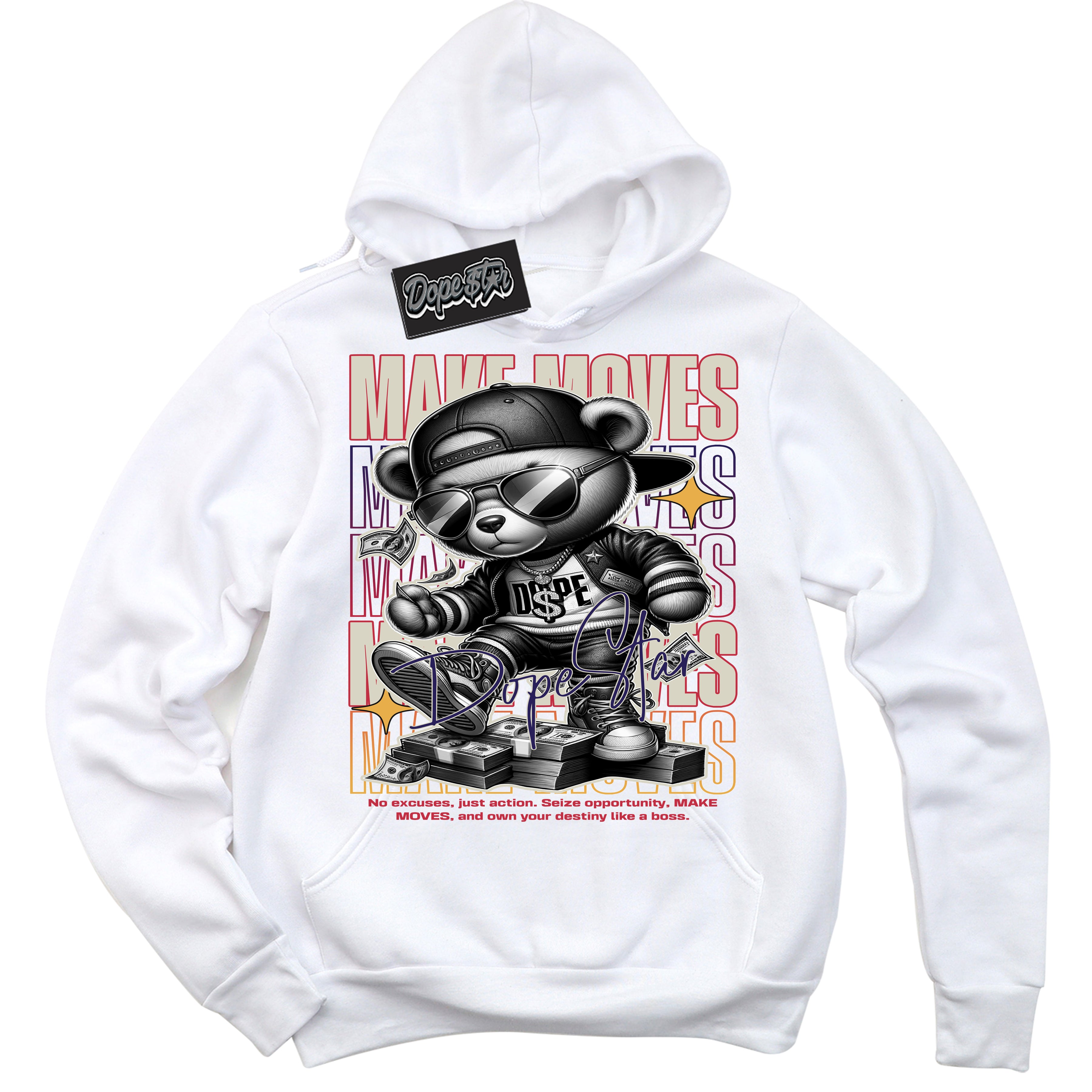 Cool White Hoodie with “ Makin Moves ”  design that Perfectly Matches J Balvin Medellin Sunset 3s Sneakers.