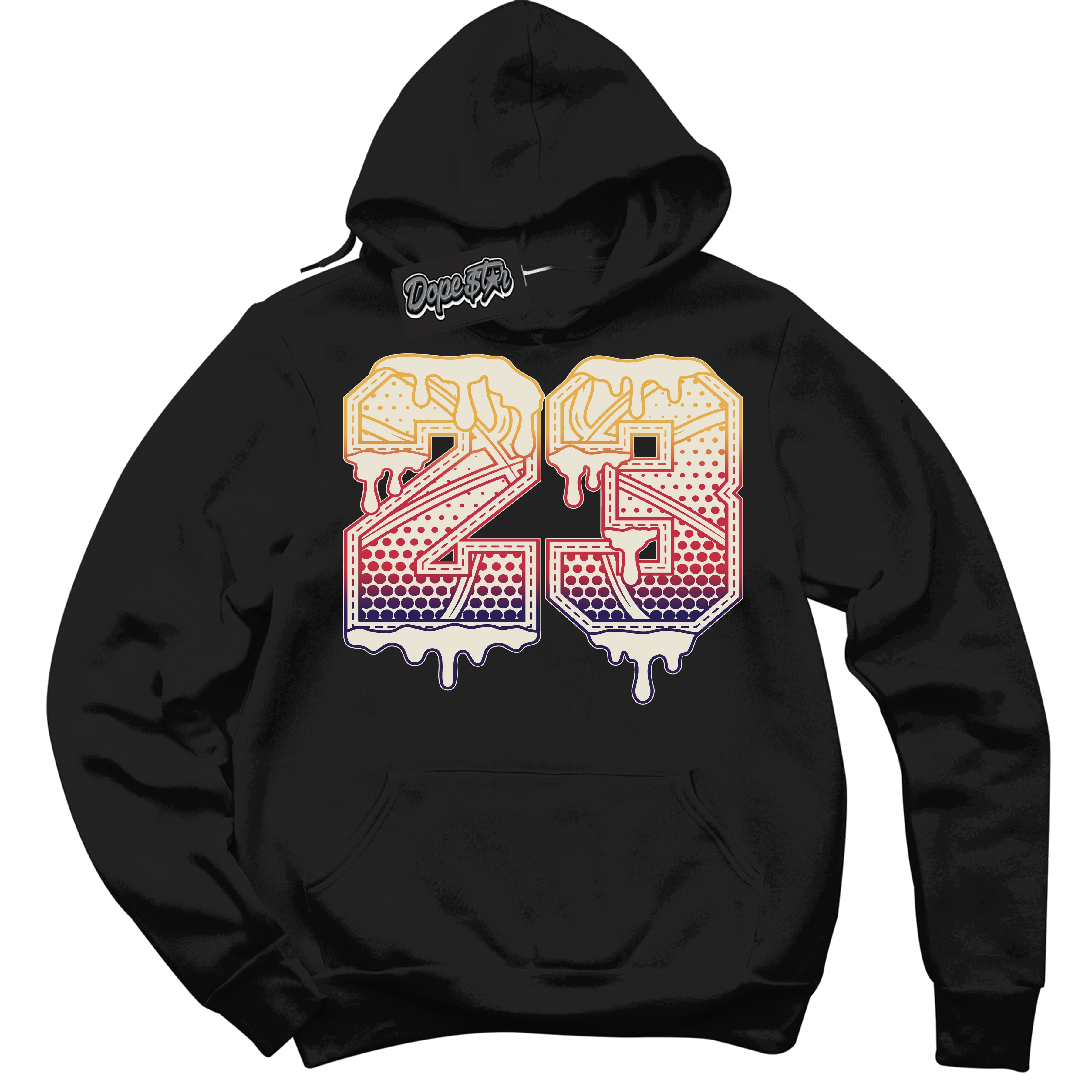 Cool Black Hoodie with “ 23 Ball ”  design that Perfectly Matches J Balvin Sunset 3s Jordans.