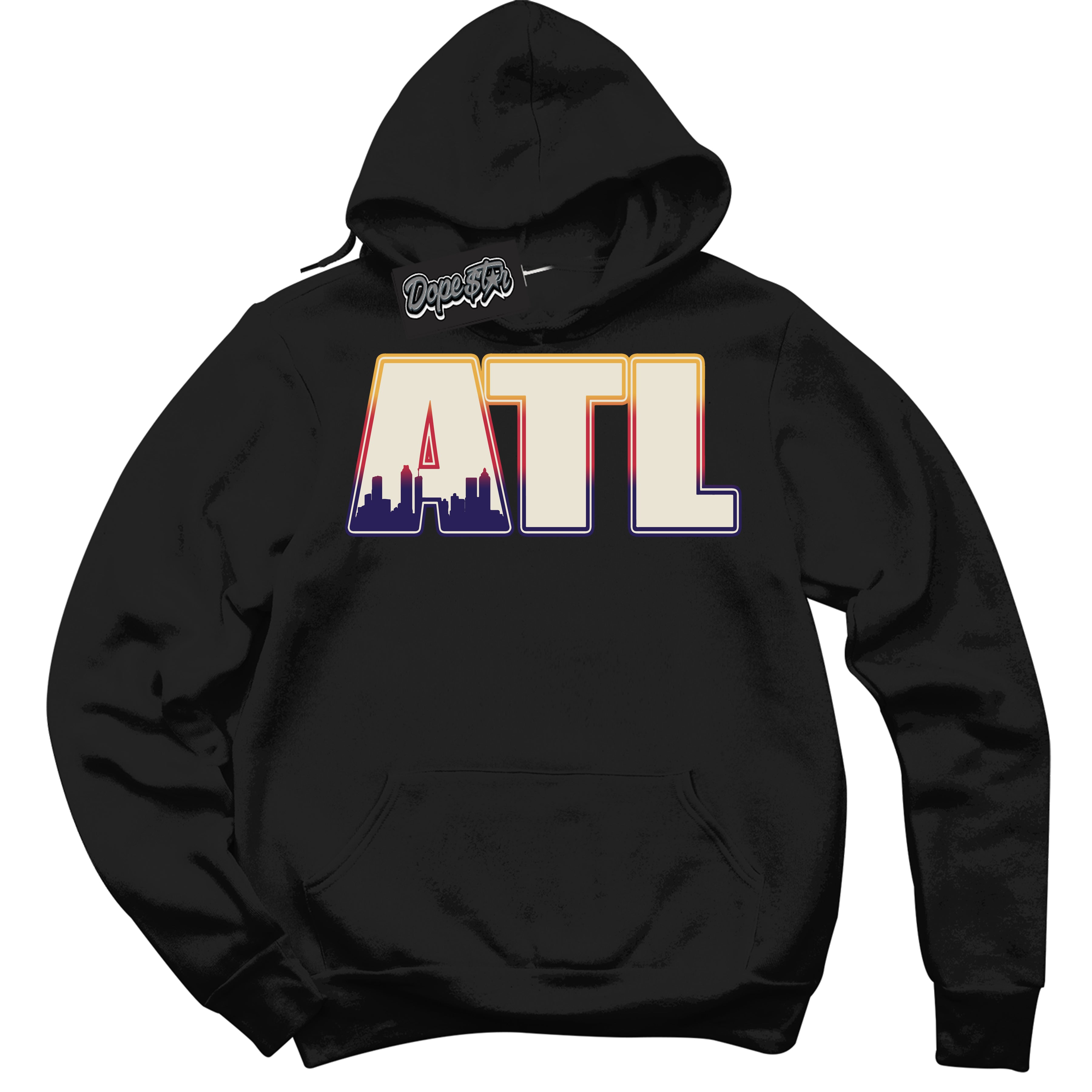 Cool Black Hoodie with “ Atlanta ”  design that Perfectly Matches J Balvin Sunset 3s Jordans.