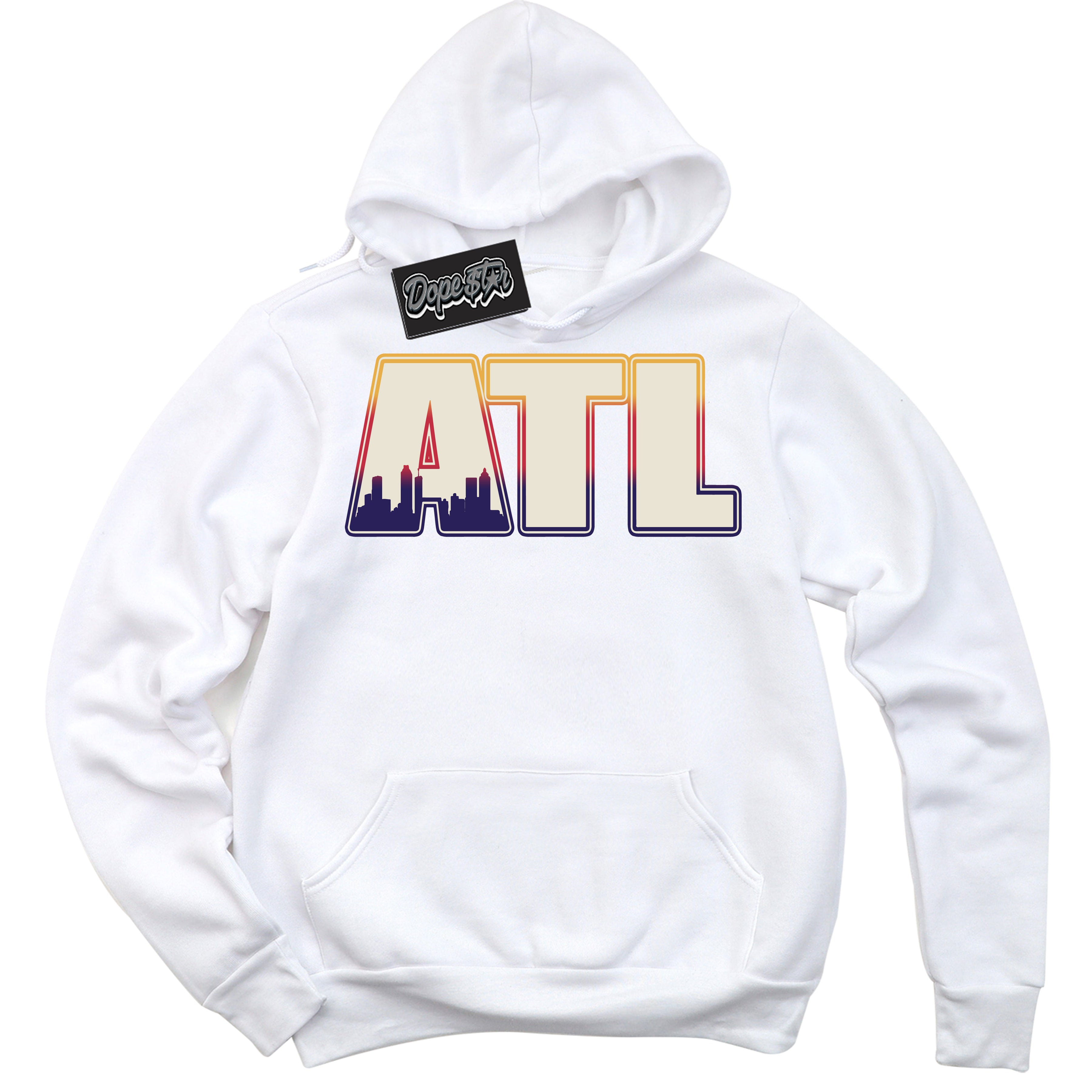 Cool White Hoodie with “ Atlanta ”  design that Perfectly Matches J Balvin Sunset 3s Jordans.