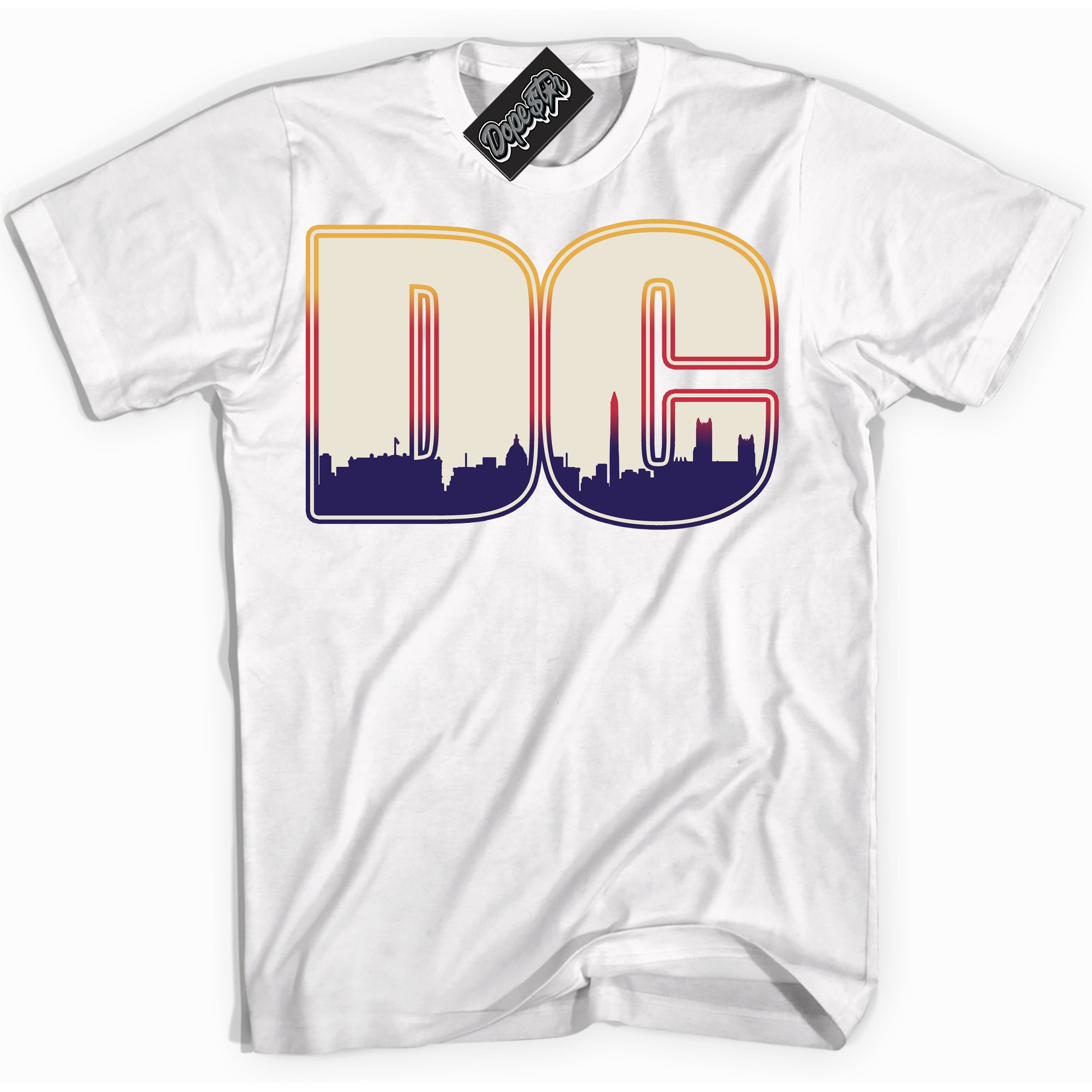 Cool White Shirt with “ DC” design that perfectly matches J Balvin Sunset 3s Jordans.