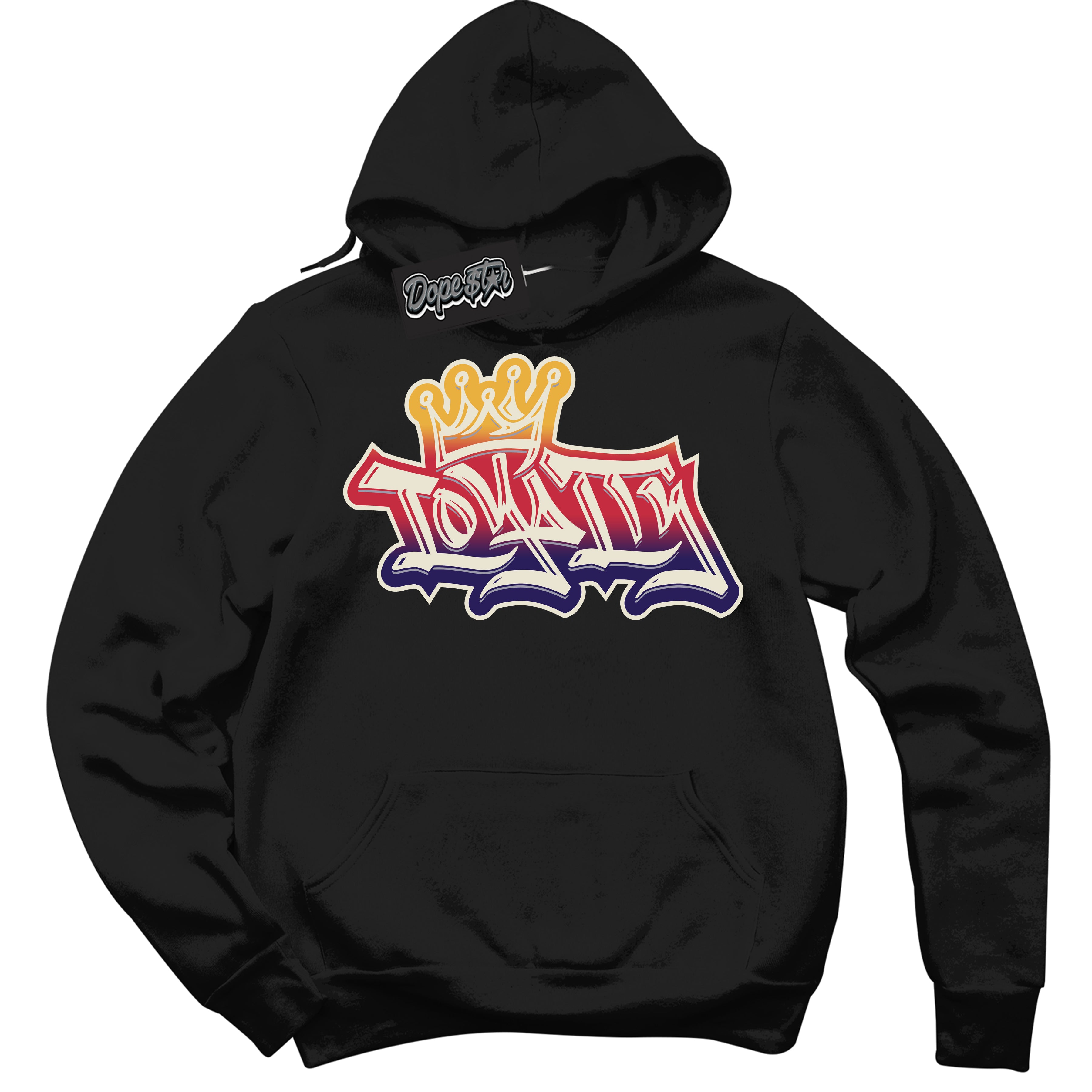 Cool Black Hoodie with “ Loyalty Crown ”  design that Perfectly Matches J Balvin Sunset 3s Jordans.