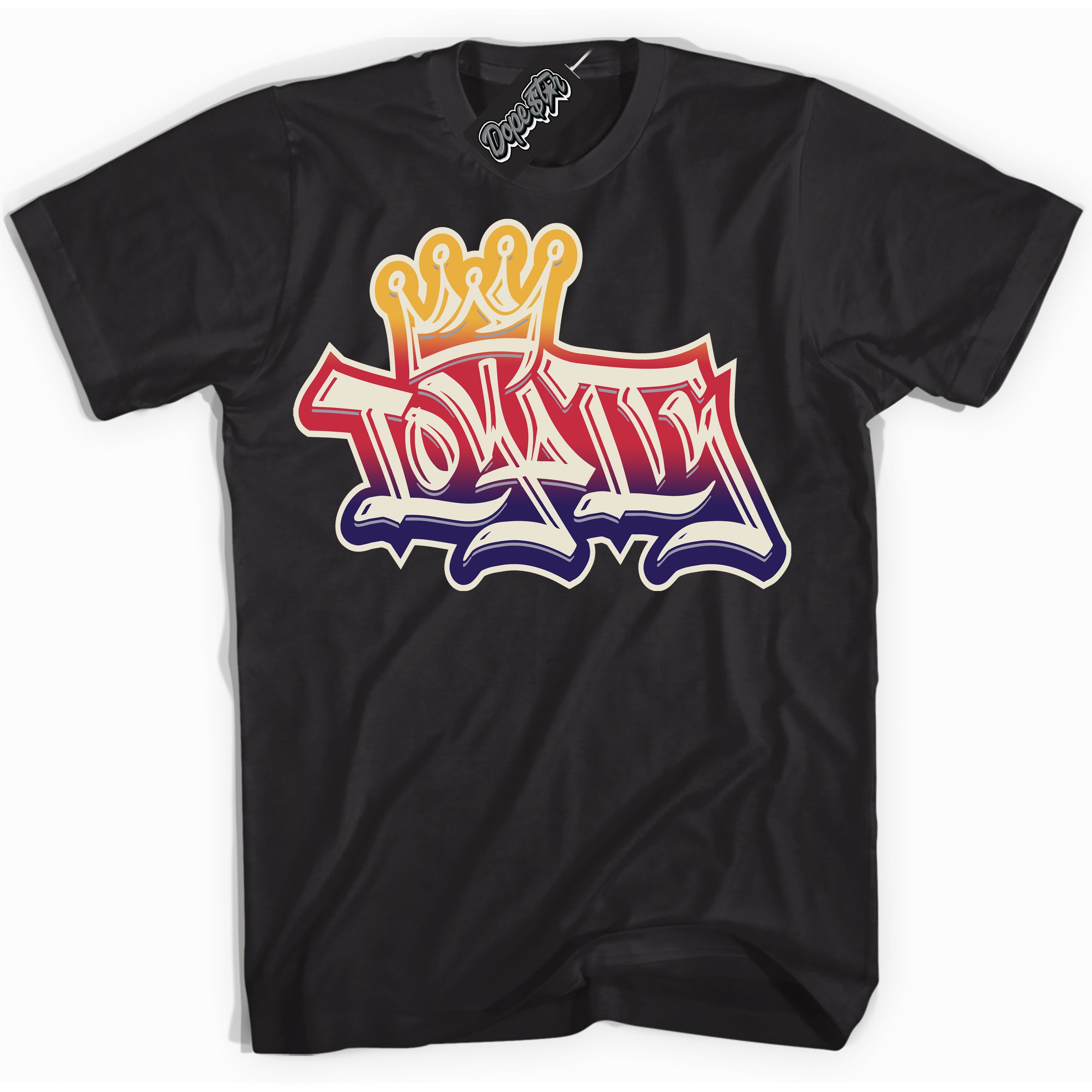 Cool Black Shirt with “ Loyalty Crown” design that perfectly matches J Balvin Sunset 3s Jordans.