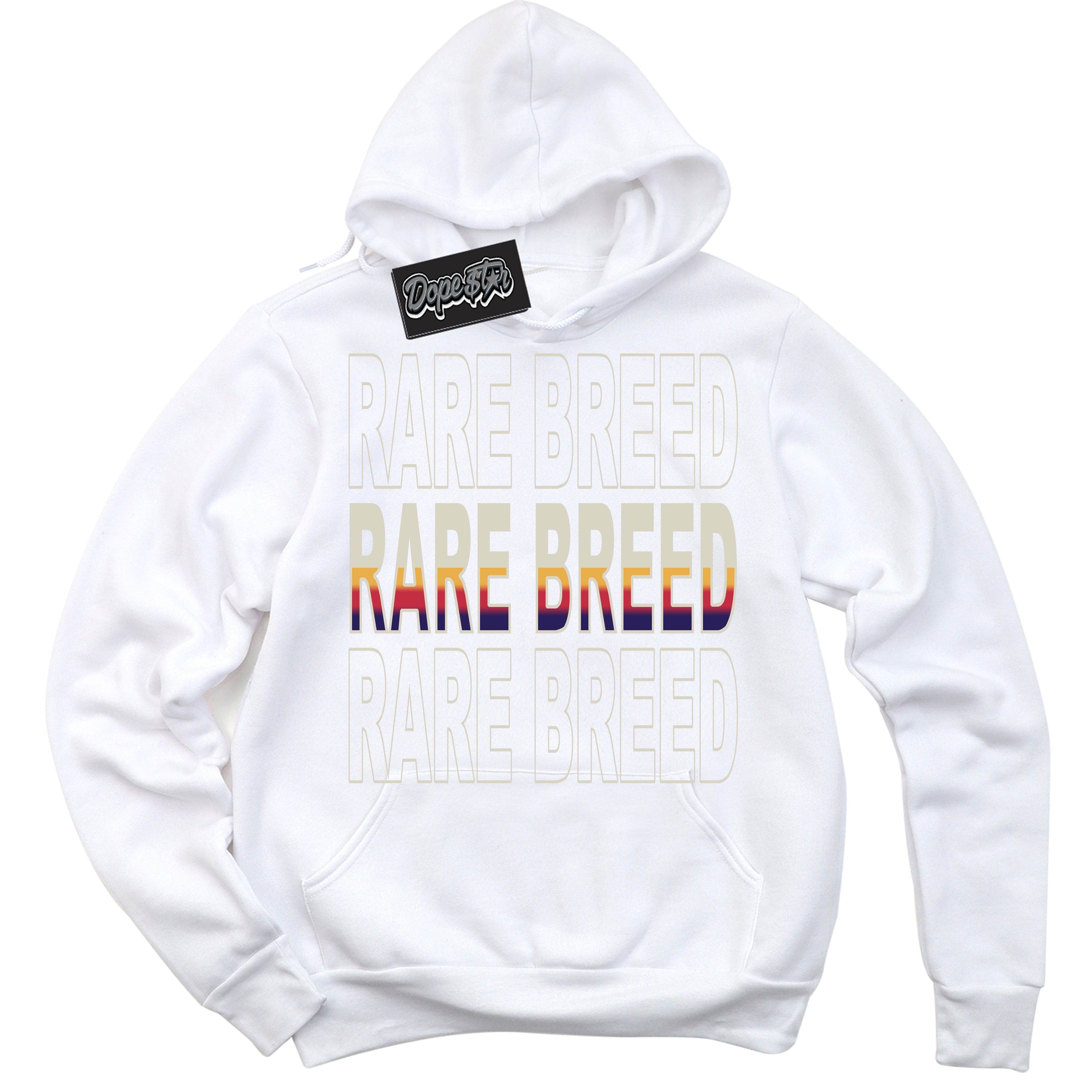 Cool White Hoodie with “ Rare Breed ”  design that Perfectly Matches J Balvin Sunset 3s Jordans.