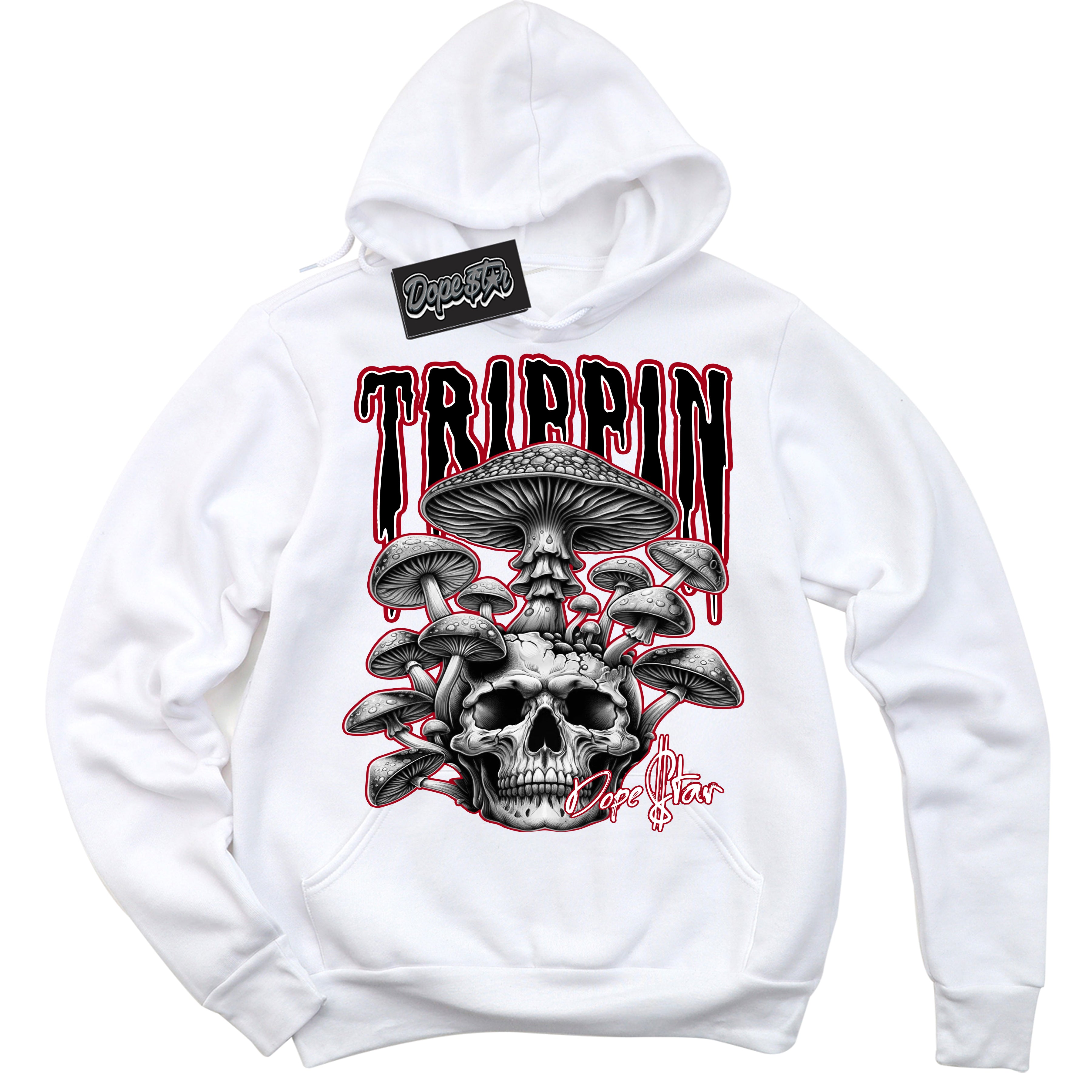 Cool White Hoodie with “ Trippin”  design that Perfectly Matches Bred Reimagined 4s Sneakers.