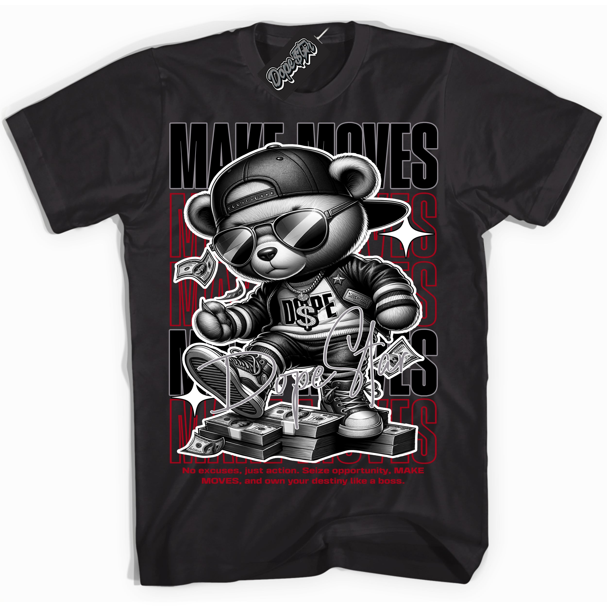 Cool Black Shirt with “ Makin Moves” design that perfectly matches Bred Reimagined 4s Sneakers.