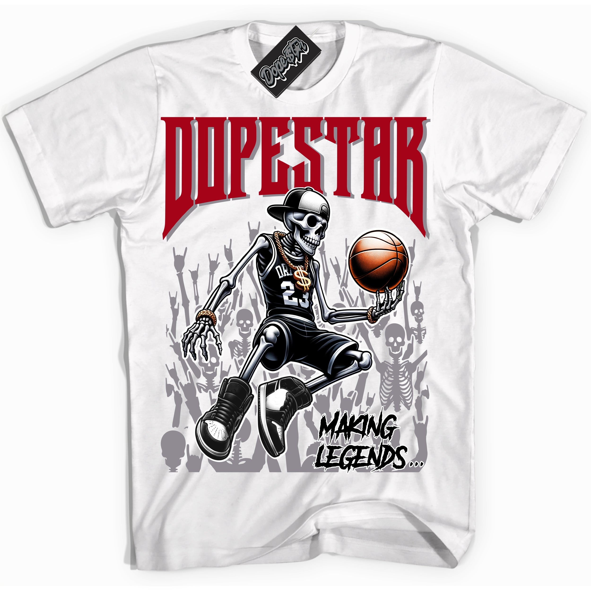 Cool White Shirt with “ Making Legends ” design that perfectly matches Bred Reimagined 4s Sneakers.