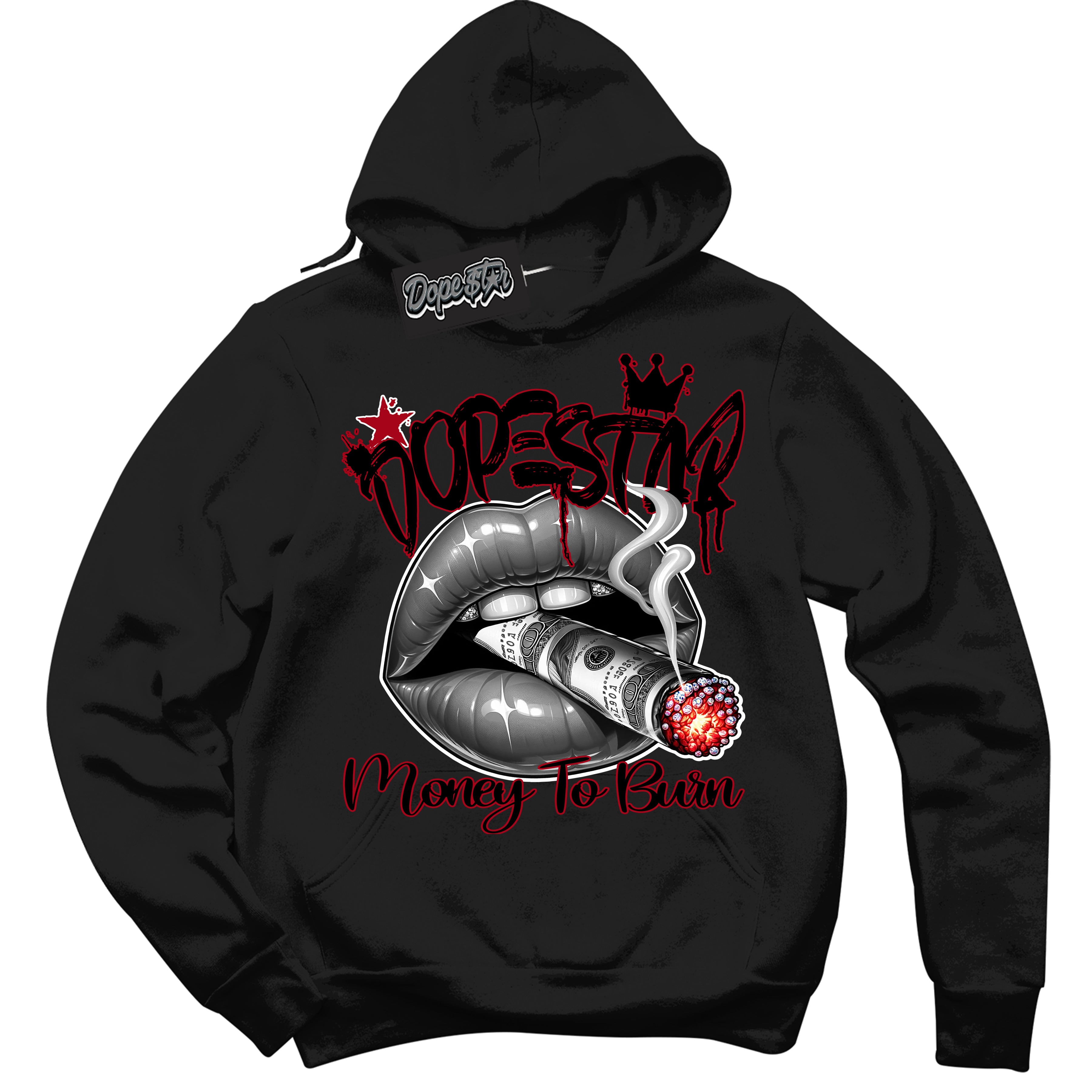 Cool Black Hoodie with “ Money To Burn ”  design that Perfectly Matches Bred Reimagined 4s Sneakers.