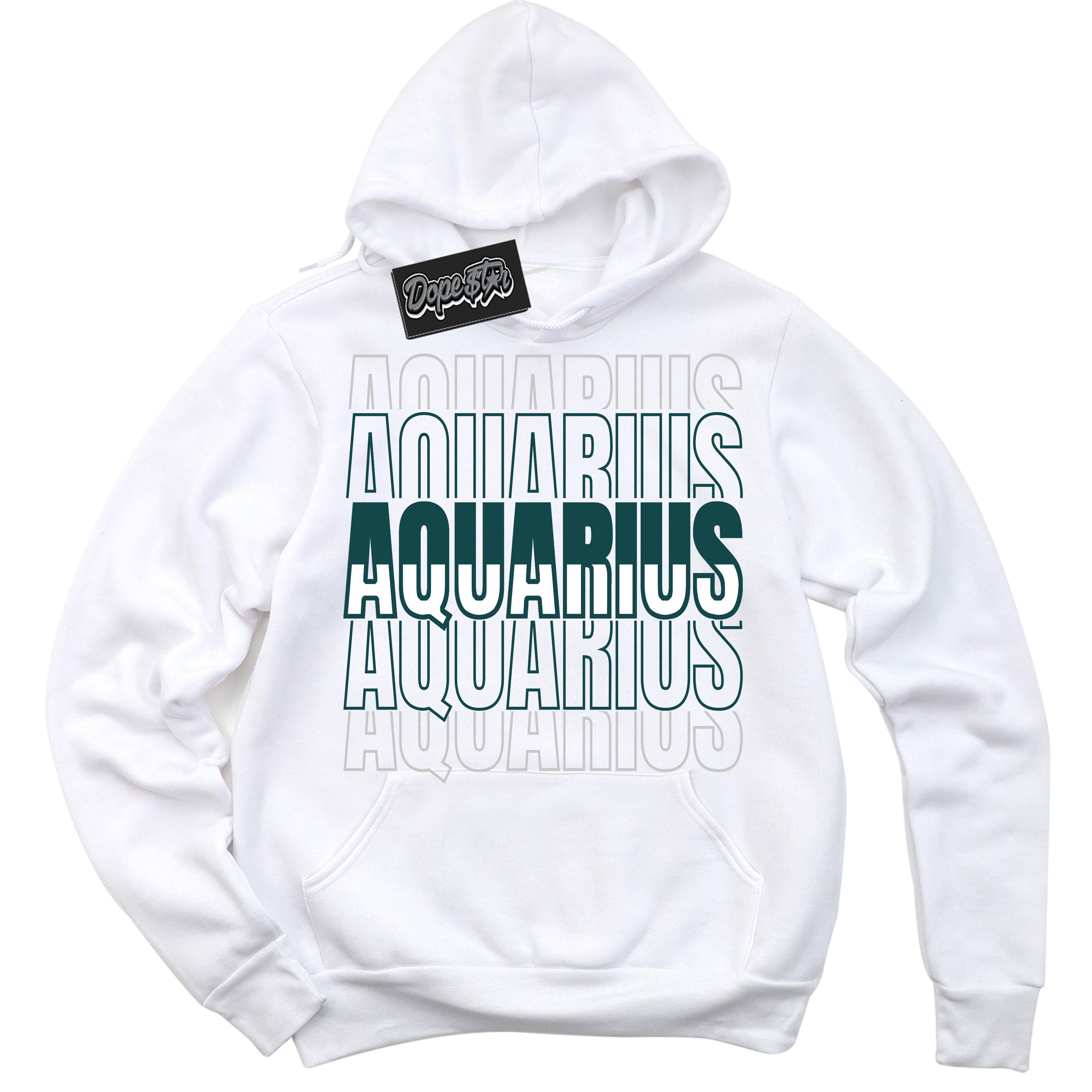 Cool White Hoodie with “ Aquarius ”  design that Perfectly Matches Oxidized Green 4s Jordans.