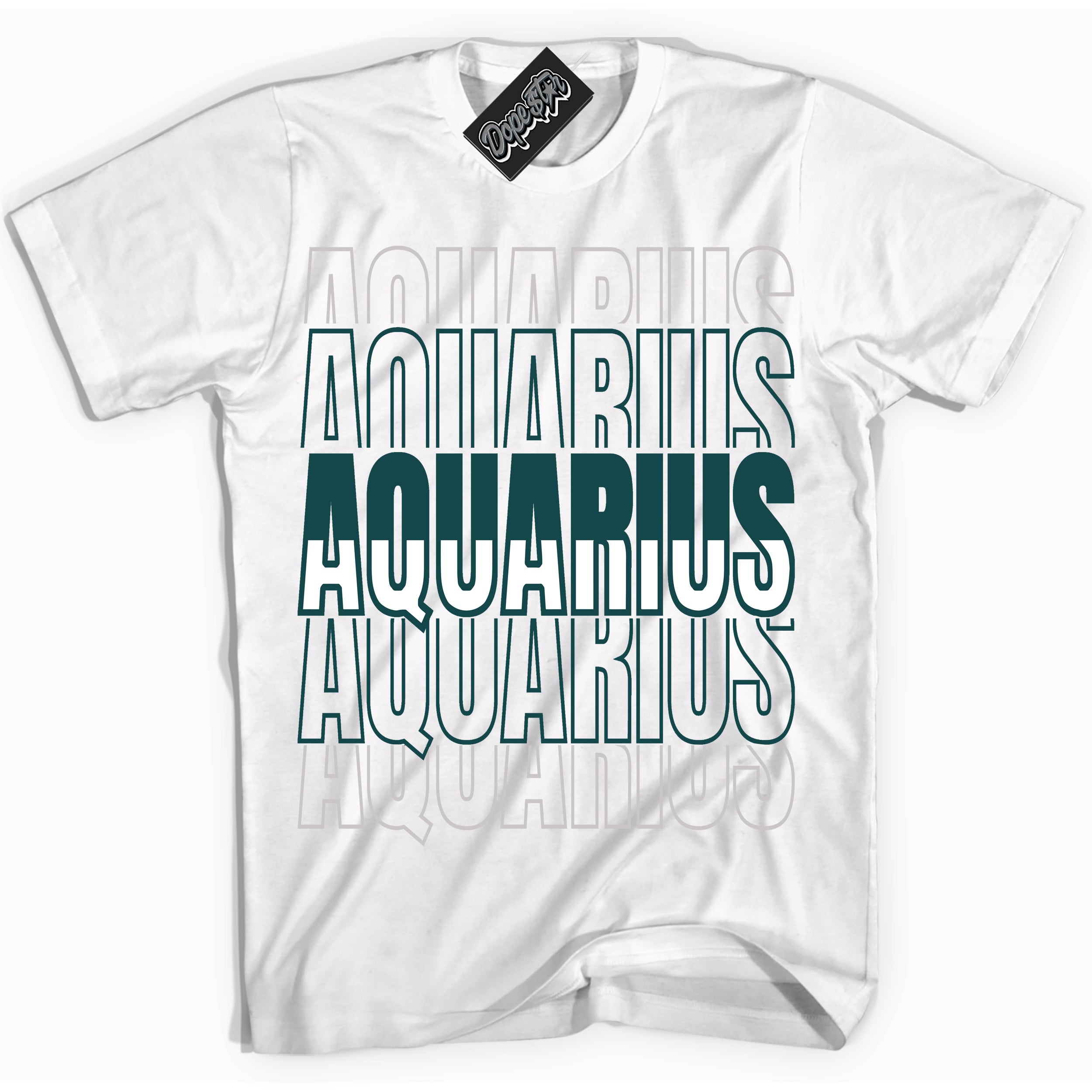 Cool White Shirt with “ Aquarius ” design that perfectly matches Oxidized Green 4s Jordans.