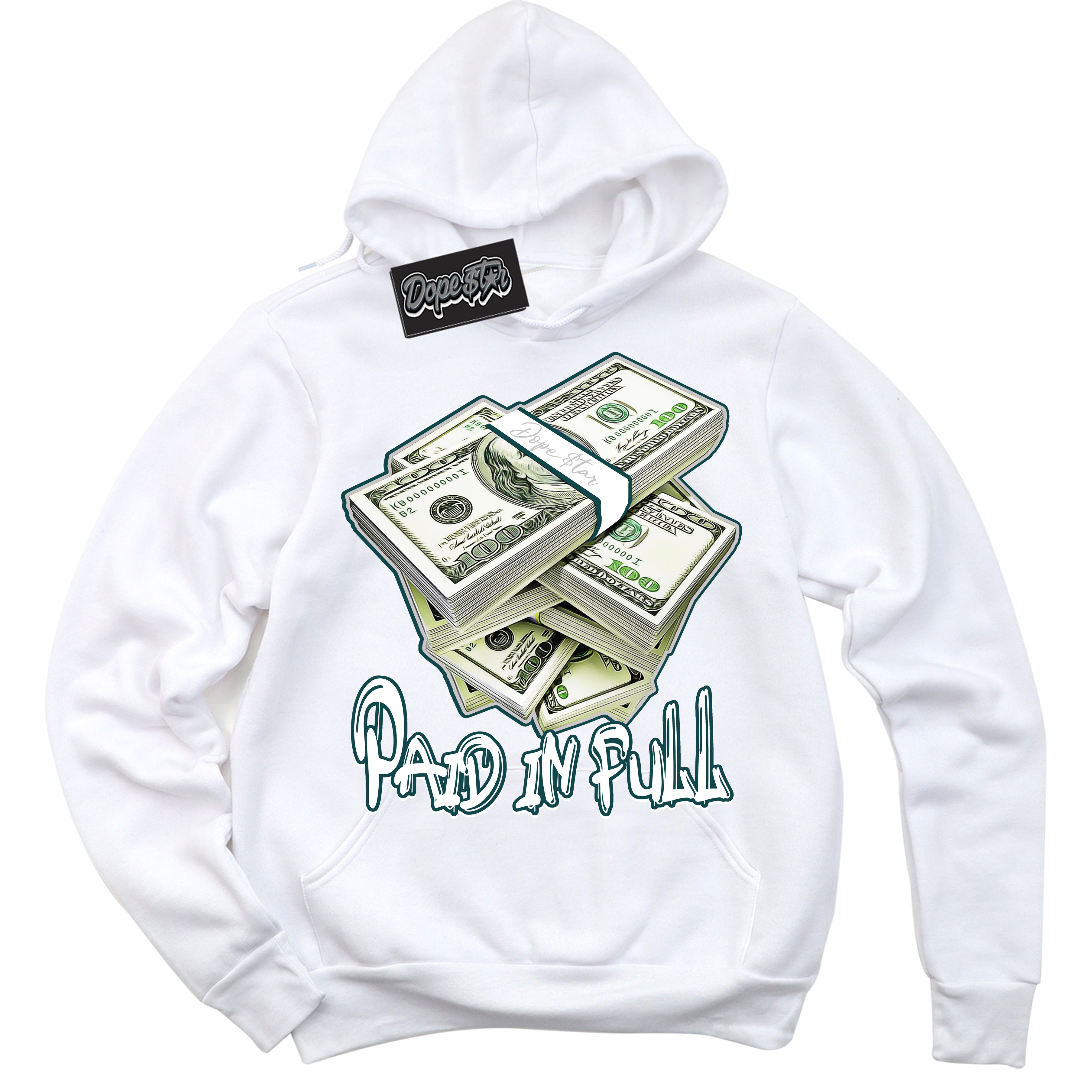 Cool White Hoodie with “ Paid In Full ”  design that Perfectly Matches Oxidized Green 4s Jordans.