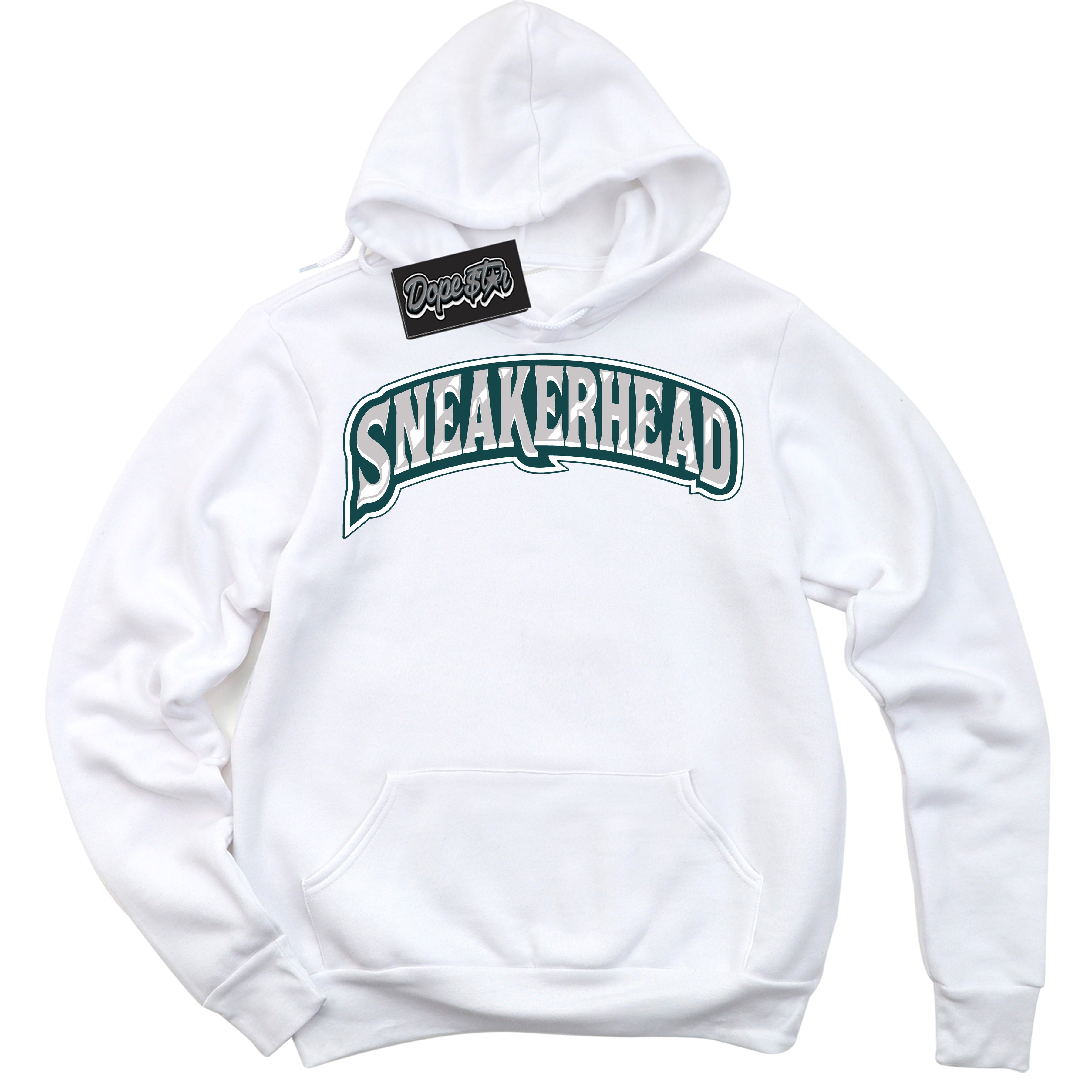 Cool White Hoodie with “ Sneakerhead ”  design that Perfectly Matches Oxidized Green 4s Jordans.