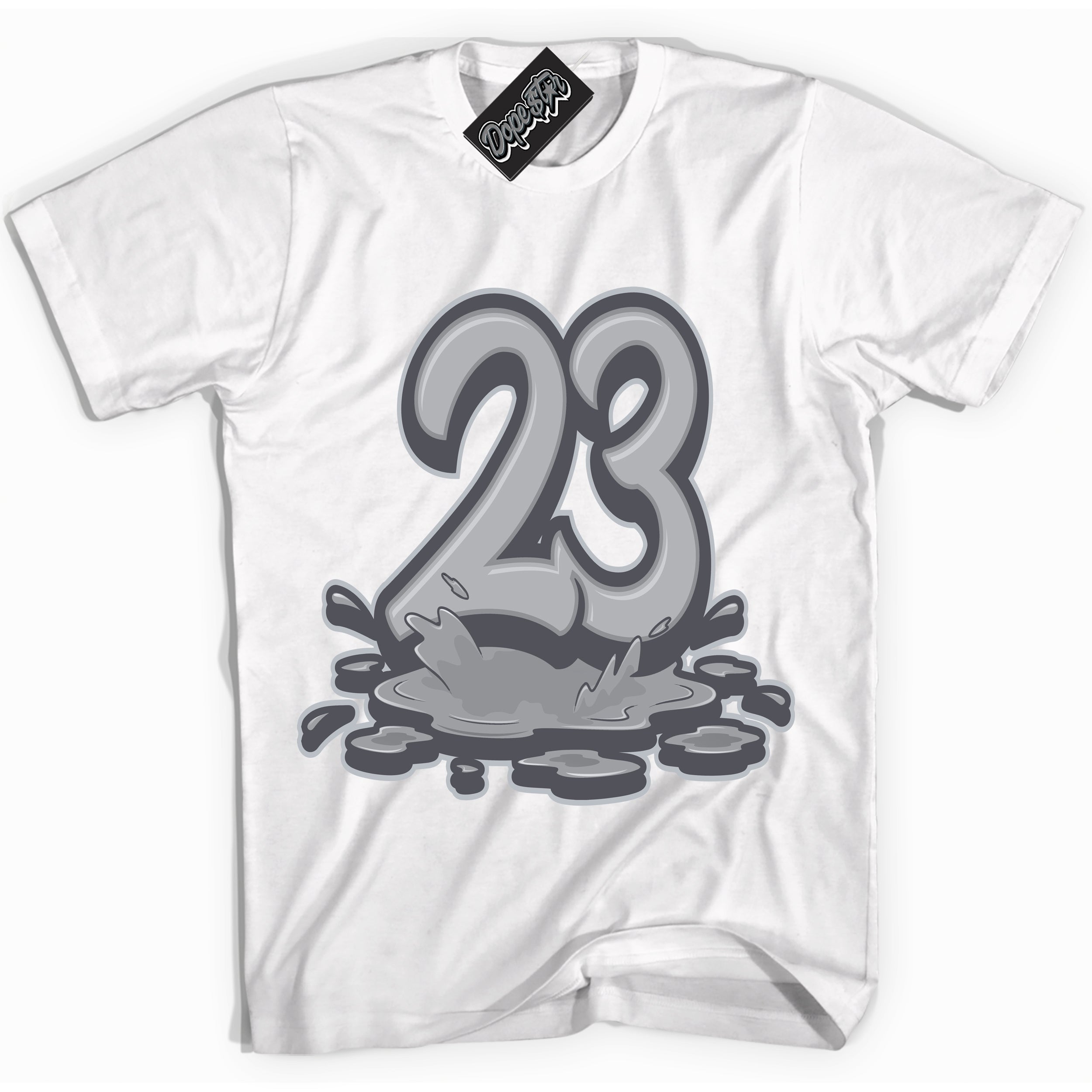 Cool White Shirt with “ 23 Melting ” design that perfectly matches Paris Olympics Wet Cement 4s Jordans.
