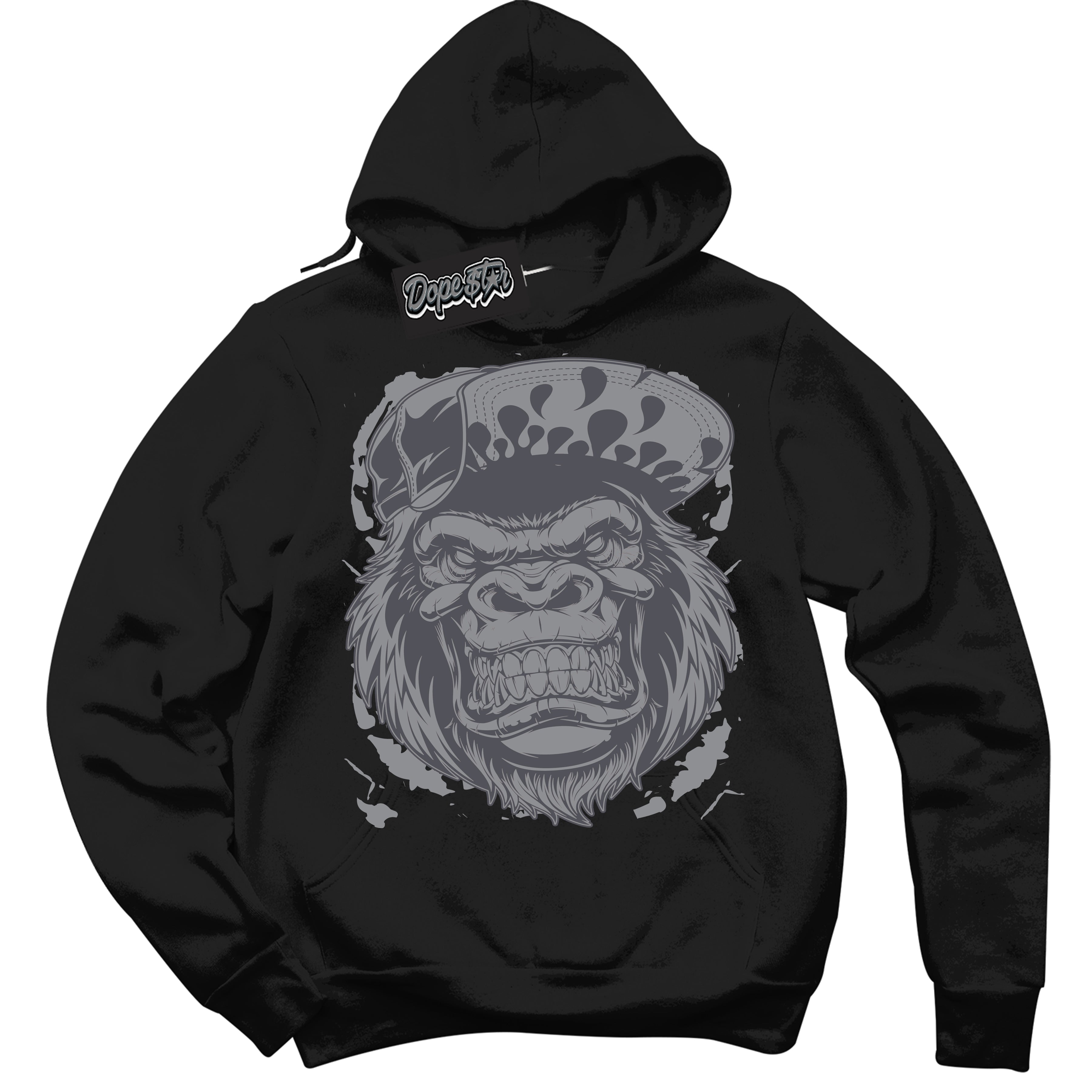 Cool Black Hoodie with “ Gorilla Beast ”  design that Perfectly Matches Paris Olympics Wet Cement 4s Jordans.
