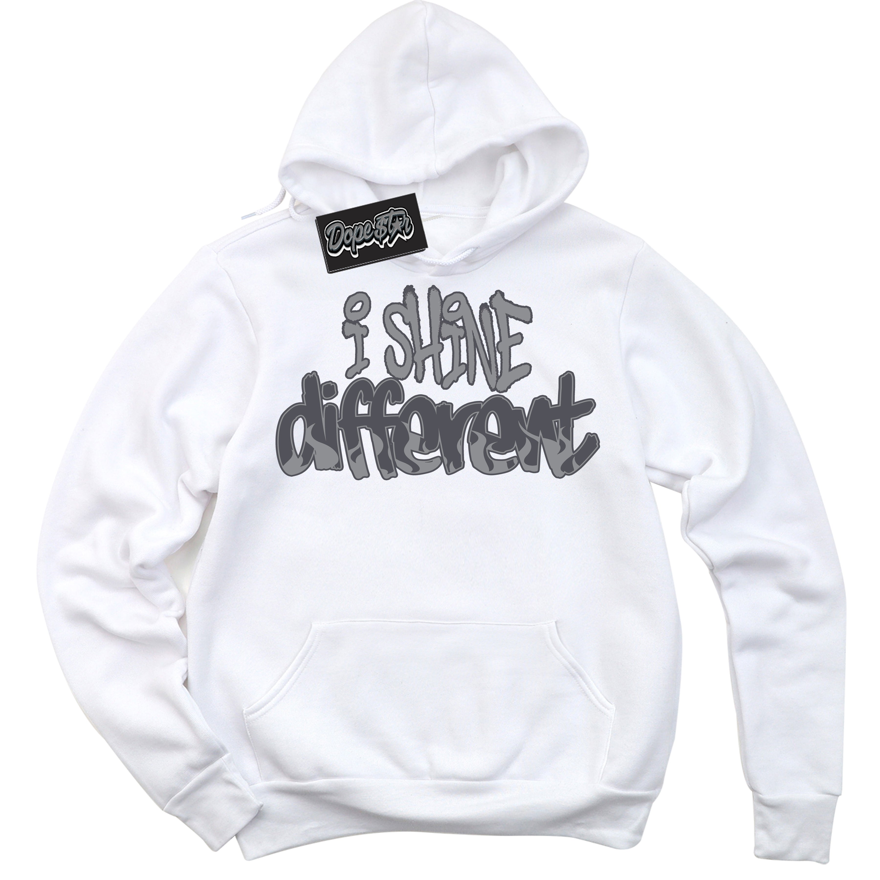 Cool White Hoodie with “ I Shine Different ”  design that Perfectly Matches Paris Olympics Wet Cement 4s Jordans.
