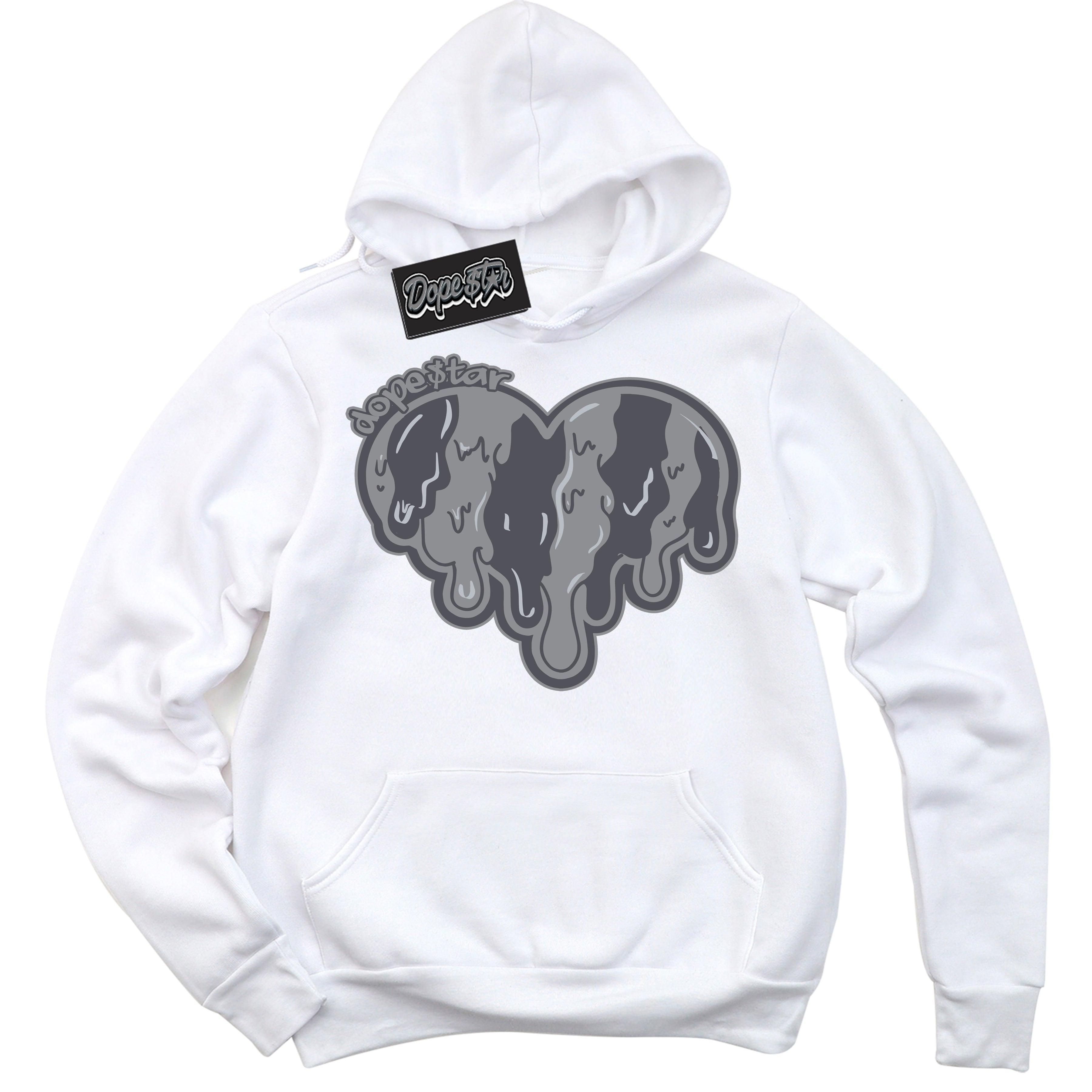 Cool White Hoodie with “ Melting Heart ”  design that Perfectly Matches Paris Olympics Wet Cement 4s Jordans.
