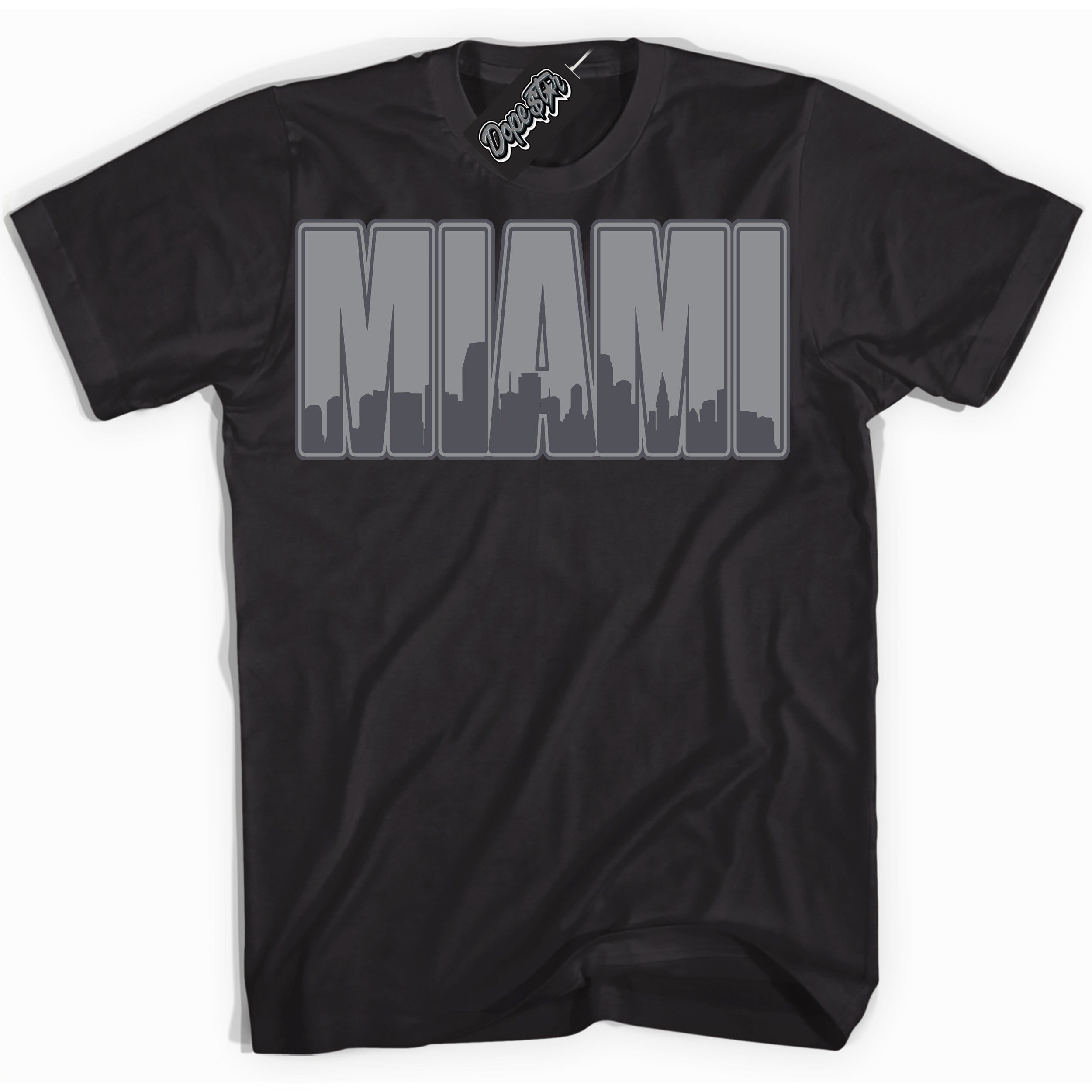 Cool Black Shirt with “ Miami ” design that perfectly matches Paris Olympics Wet Cement 4s Jordans.
