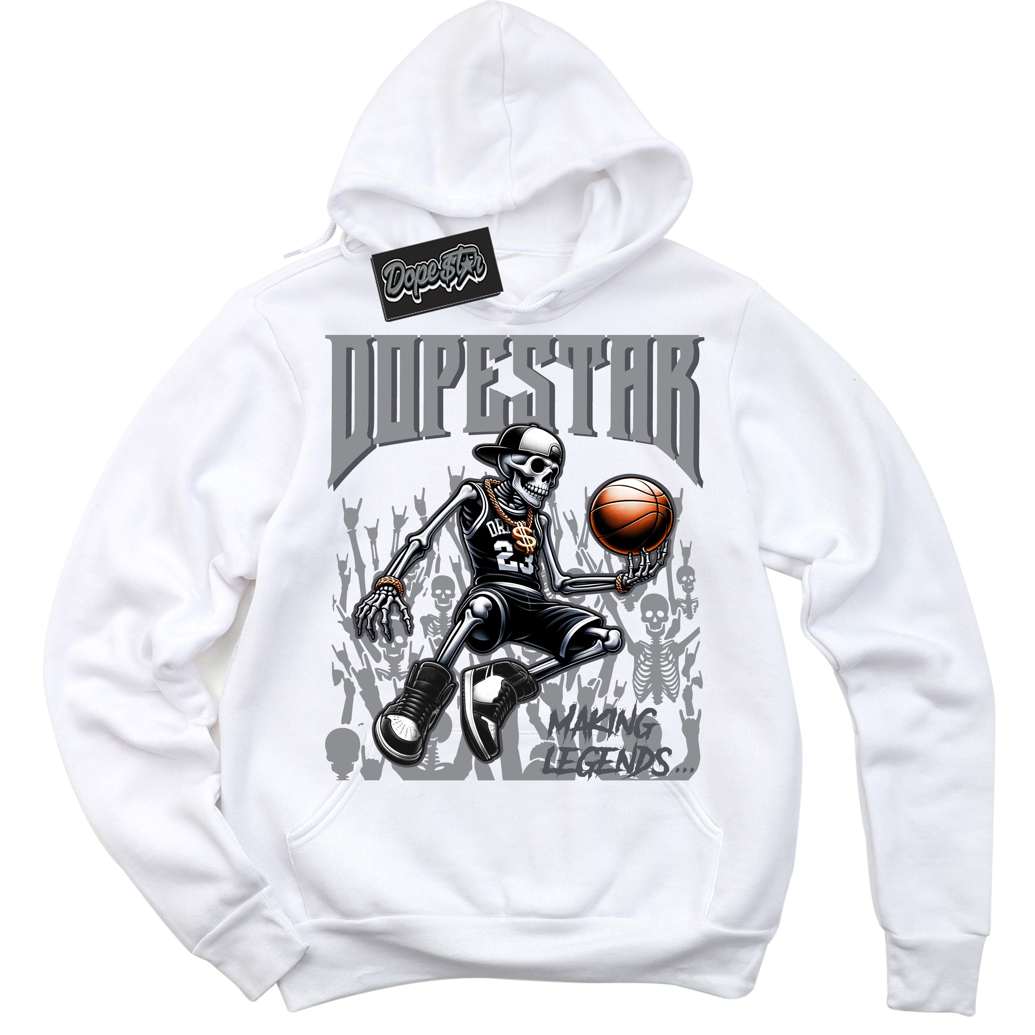 Cool White Hoodie with “ Making Legends ”  design that Perfectly Matches Paris Olympics Wet Cement 4s Jordans.
