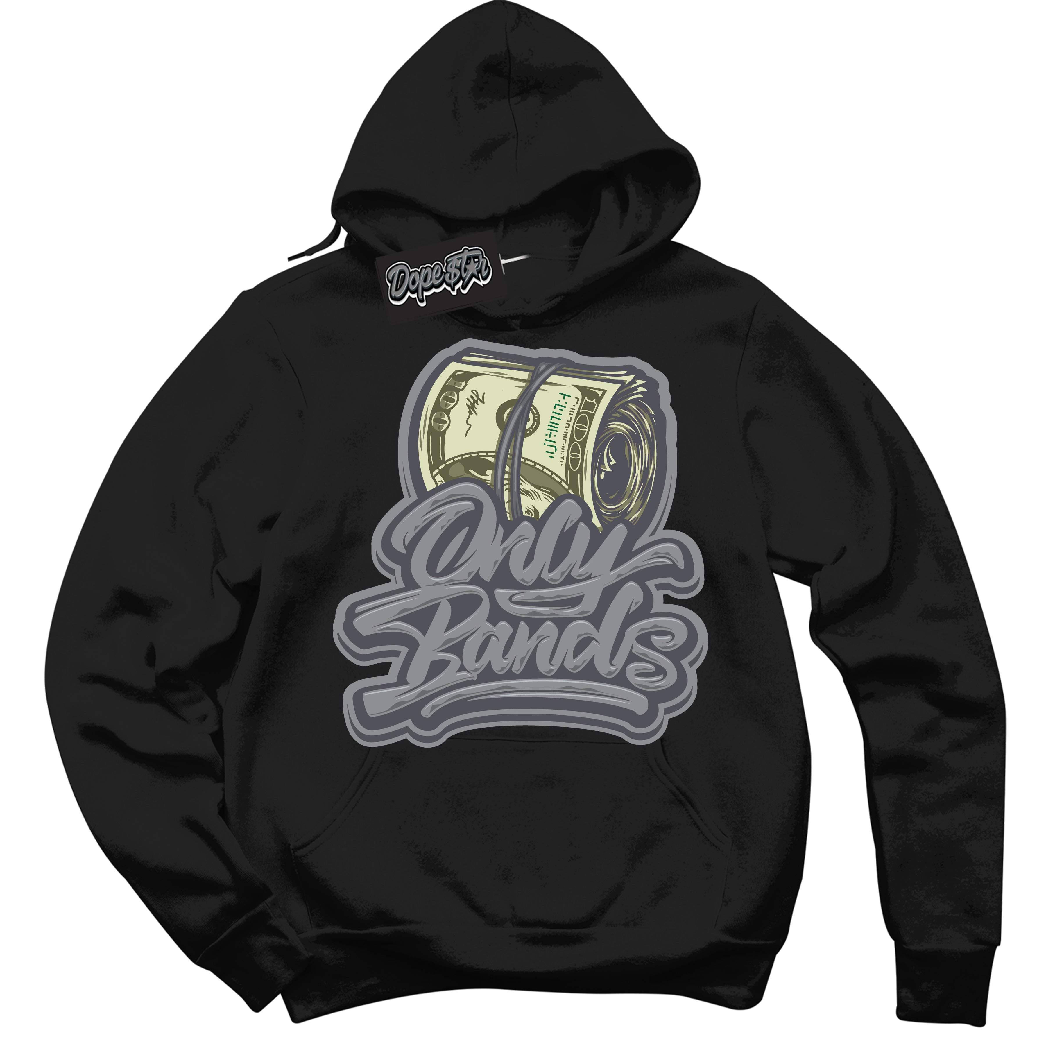 Cool Black Hoodie with “ Only Bands ”  design that Perfectly Matches Paris Olympics Wet Cement 4s Jordans.
