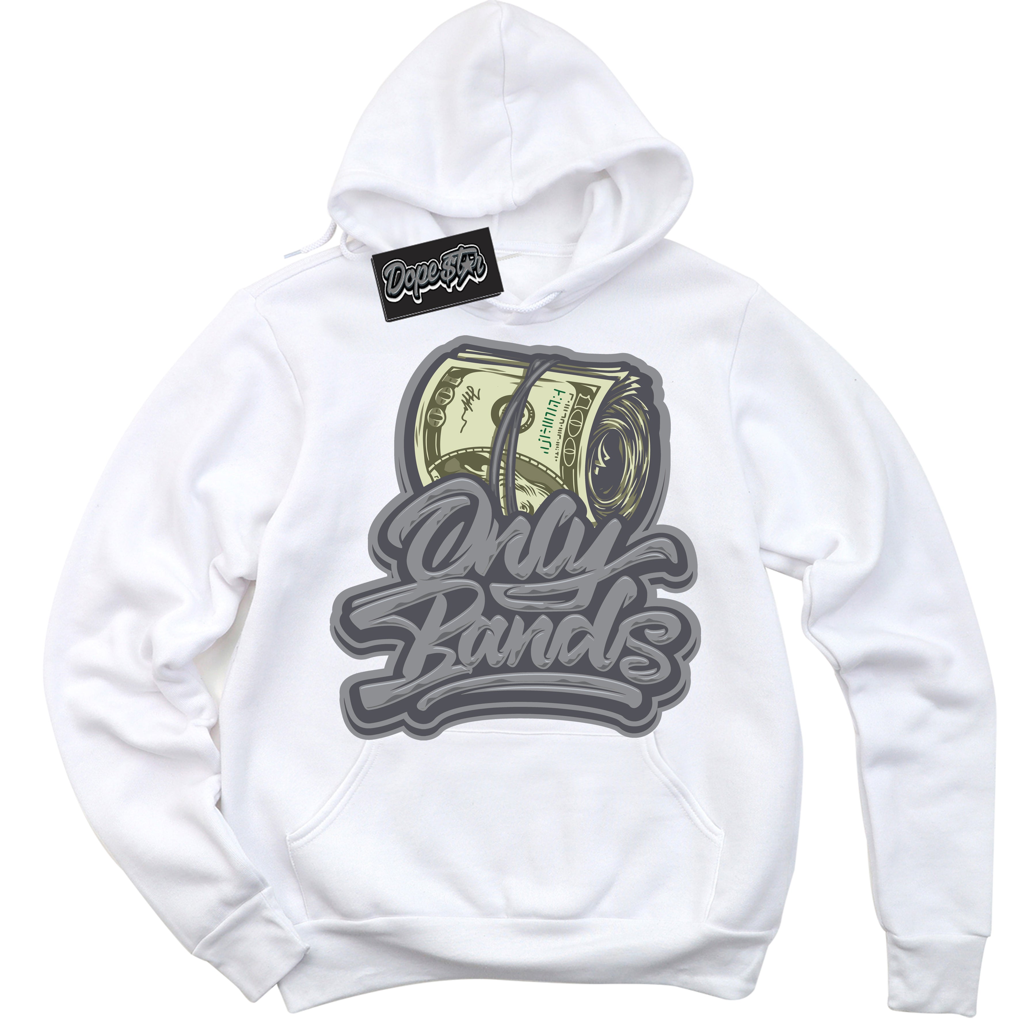 Cool White Hoodie with “ Only Bands ”  design that Perfectly Matches Paris Olympics Wet Cement 4s Jordans.
