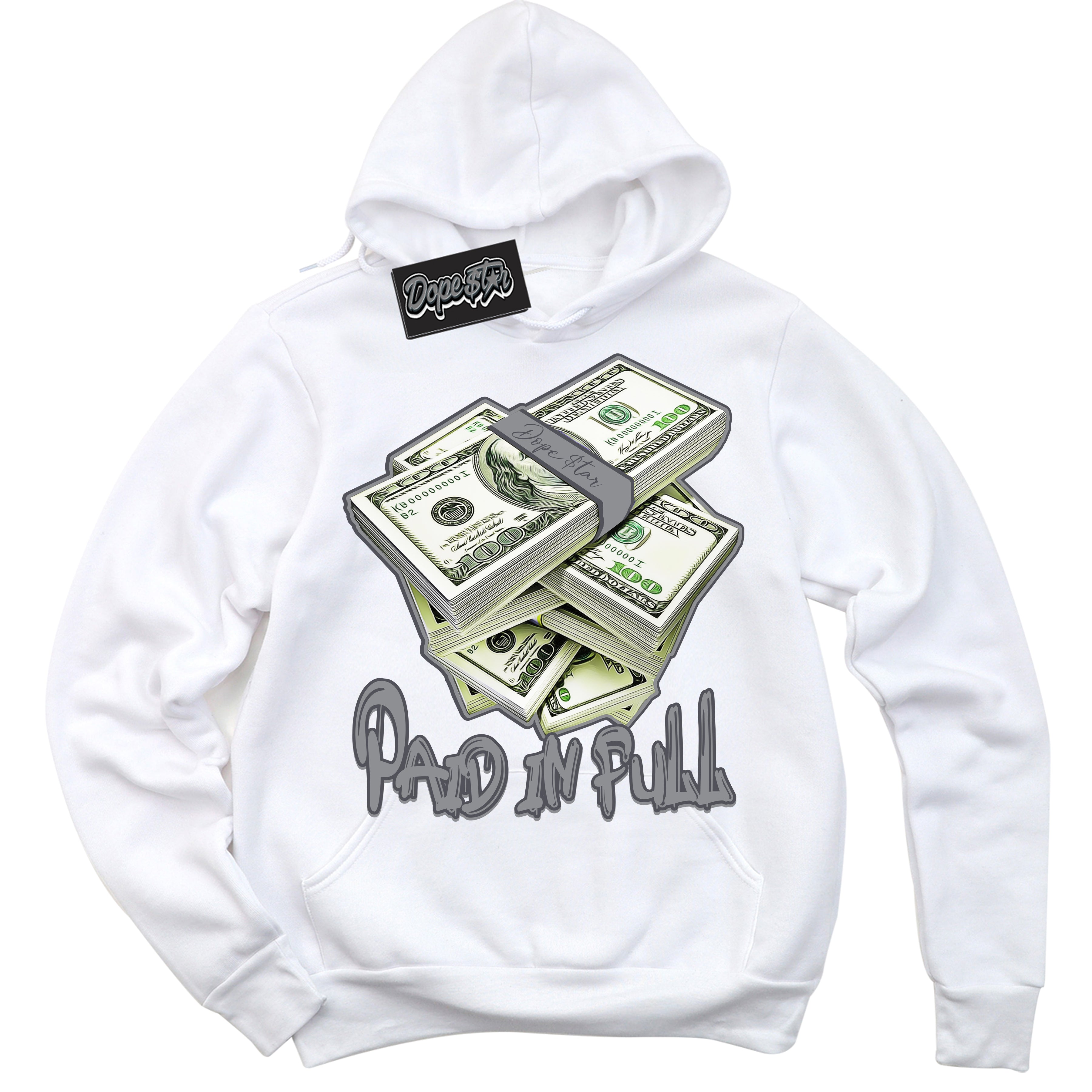 Cool White Hoodie with “ Paid In Full ”  design that Perfectly Matches Paris Olympics Wet Cement 4s Jordans.