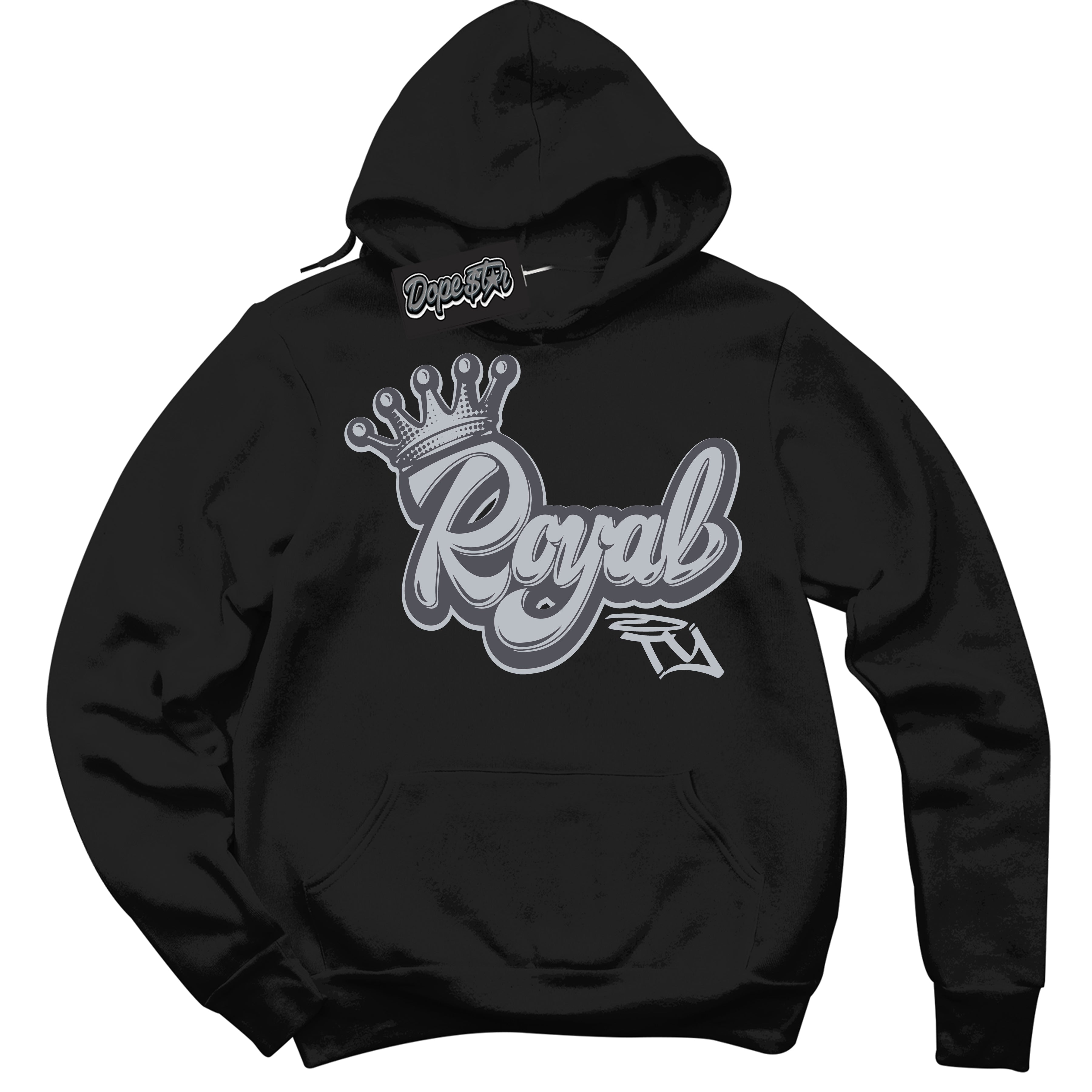 Cool Black Hoodie with “ Royalty ”  design that Perfectly Matches Paris Olympics Wet Cement 4s Jordans.
