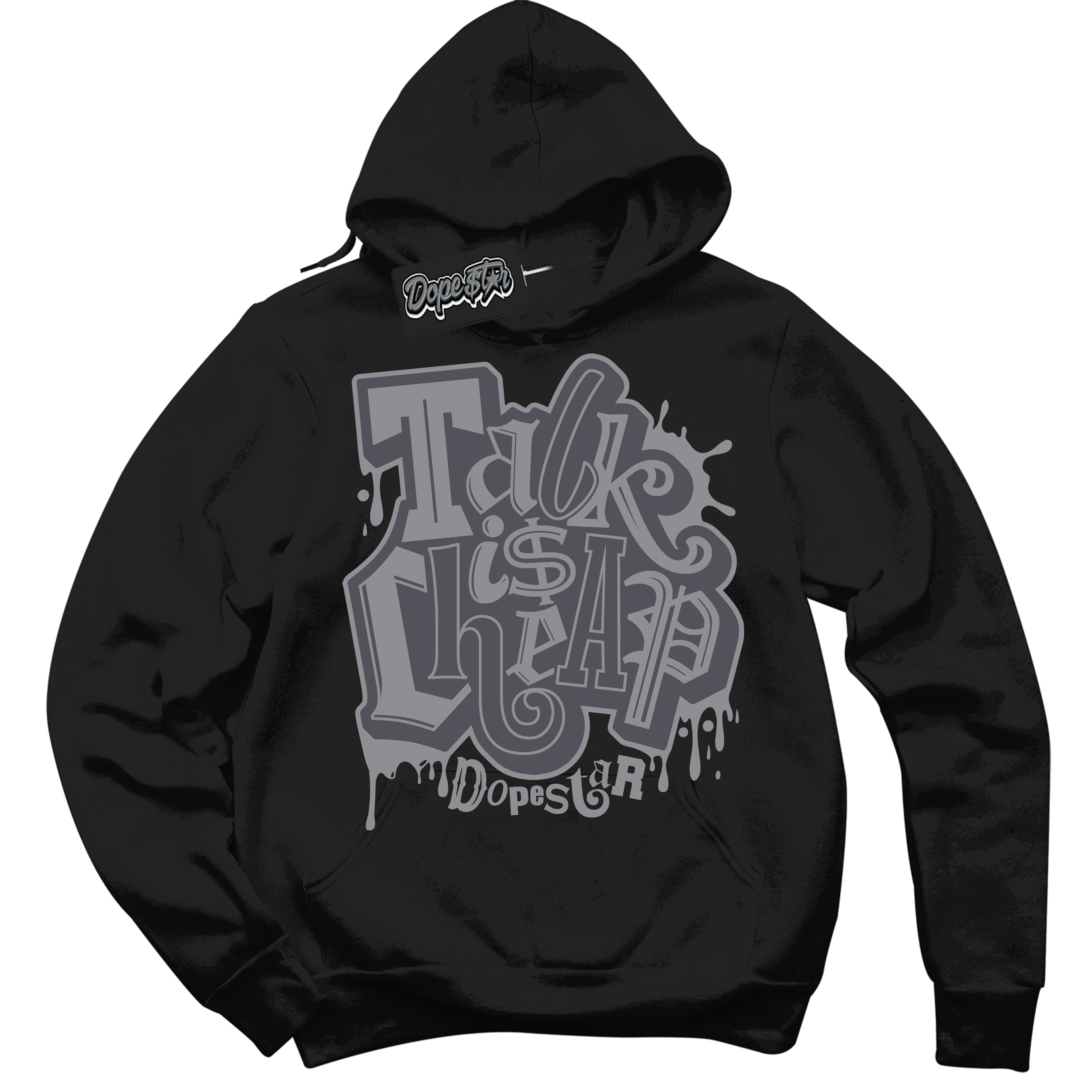 Cool Black Hoodie with “ Talk Is Cheap ”  design that Perfectly Matches Paris Olympics Wet Cement 4s Jordans.
