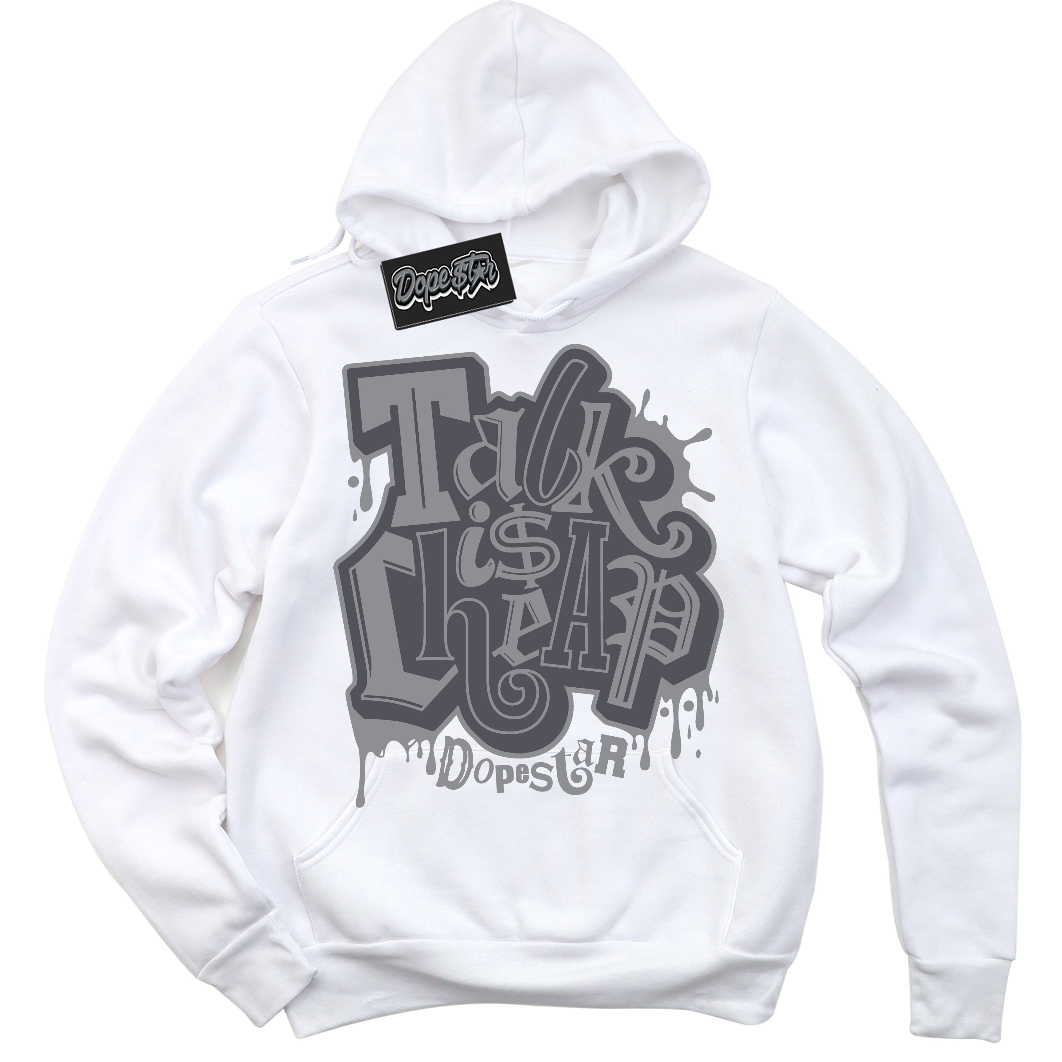 Cool White Hoodie with “ Talk Is Cheap ”  design that Perfectly Matches Paris Olympics Wet Cement 4s Jordans.
