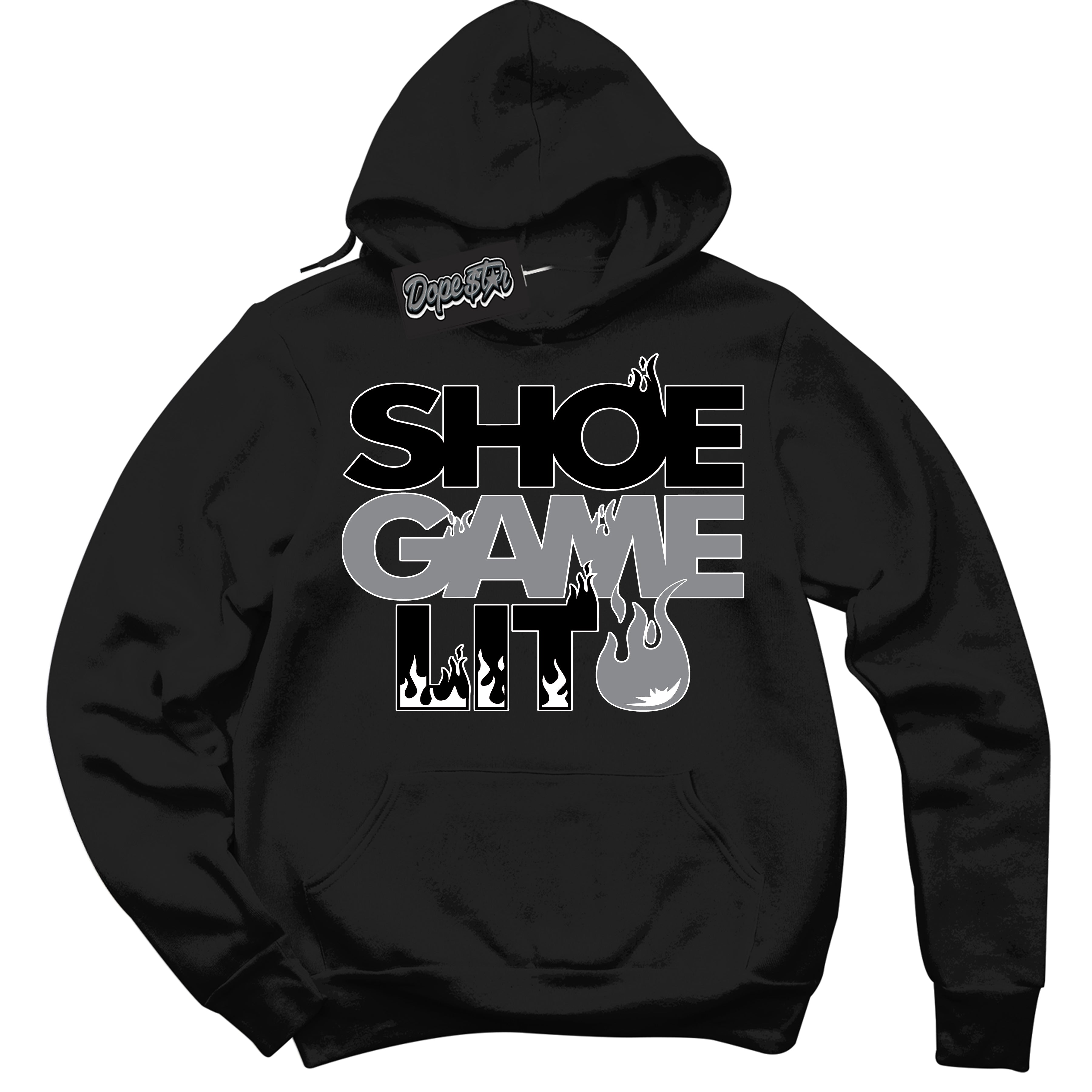 Cool Black Hoodie with “ Shoe Game Lit '' design that Perfectly Matches  Black Canvas 4s Sneakers.