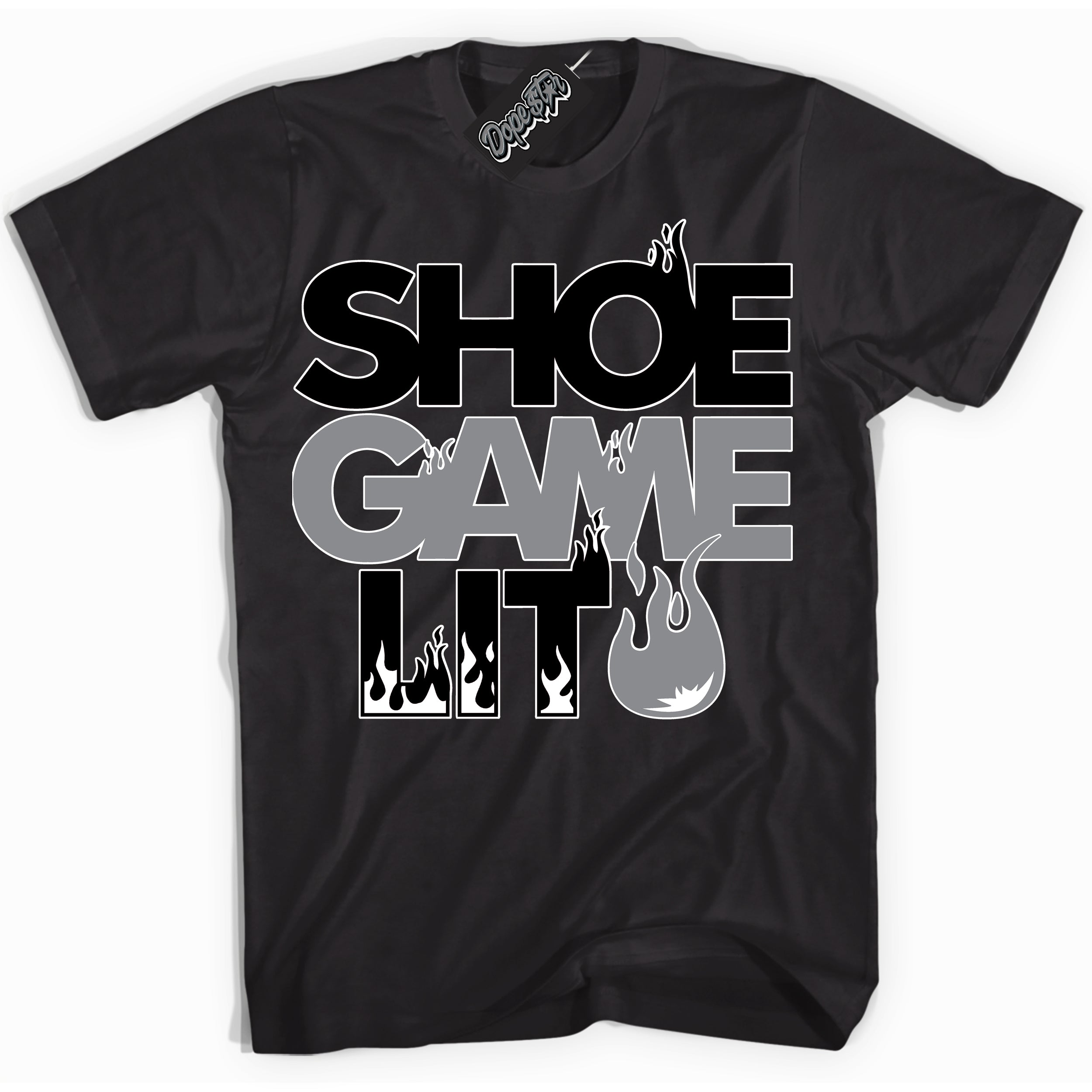 Cool Black Shirt with “ Shoe Game Lit ” design that perfectly matches Black Canvas 4s Sneakers.