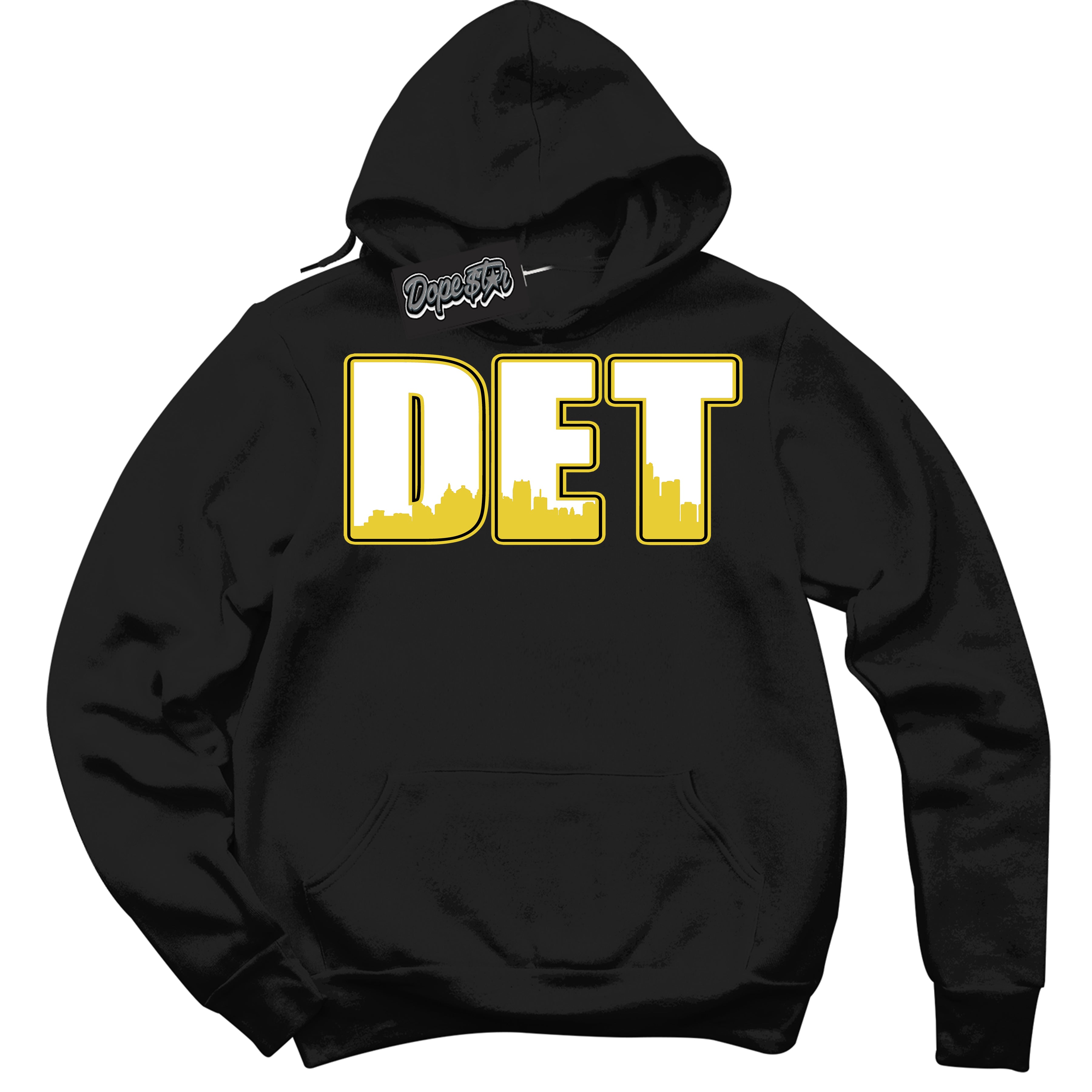 Cool Black Hoodie with “ Detroit ”  design that Perfectly Matches Vivid Sulfur 4s Jordans.
